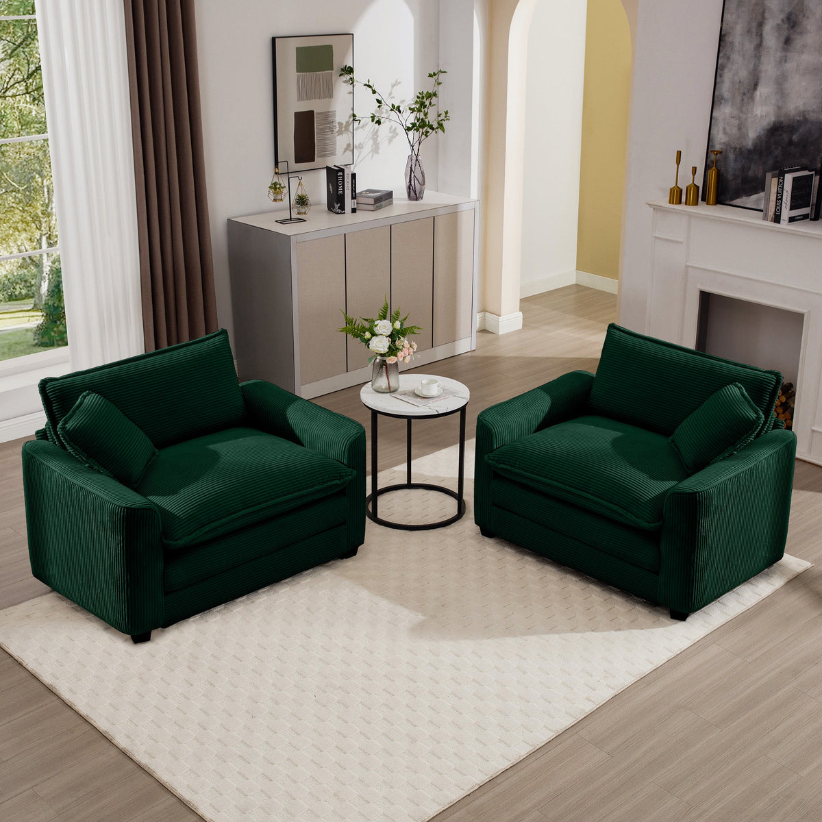 Luxurious and Sophisticated Deep Seated Sofa Set with Two Single Chairs