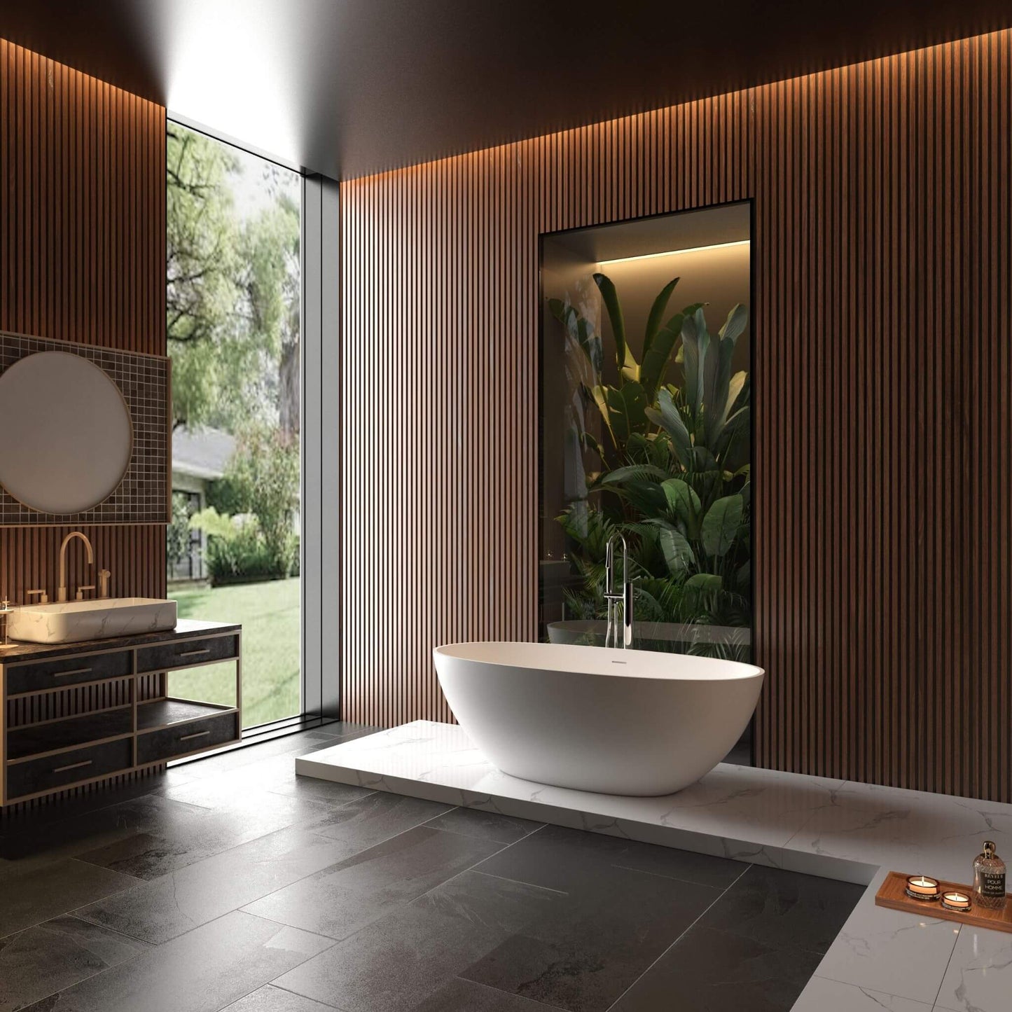 65" Luxury Freestanding Soaking Bathtub With Overflow And Pop-Up Drain (SAK69451)