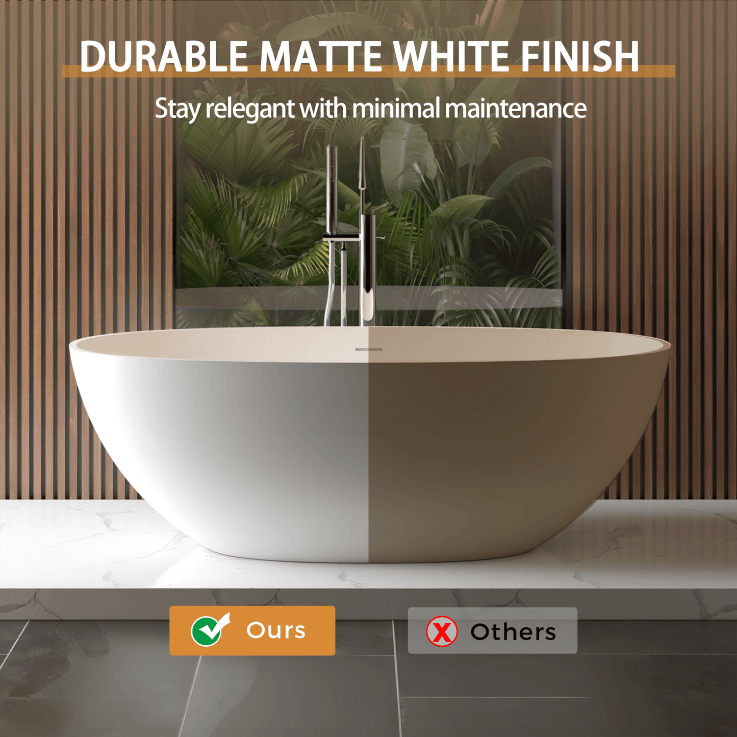 65" Luxury Freestanding Soaking Bathtub With Overflow And Pop-Up Drain (SAK69451)