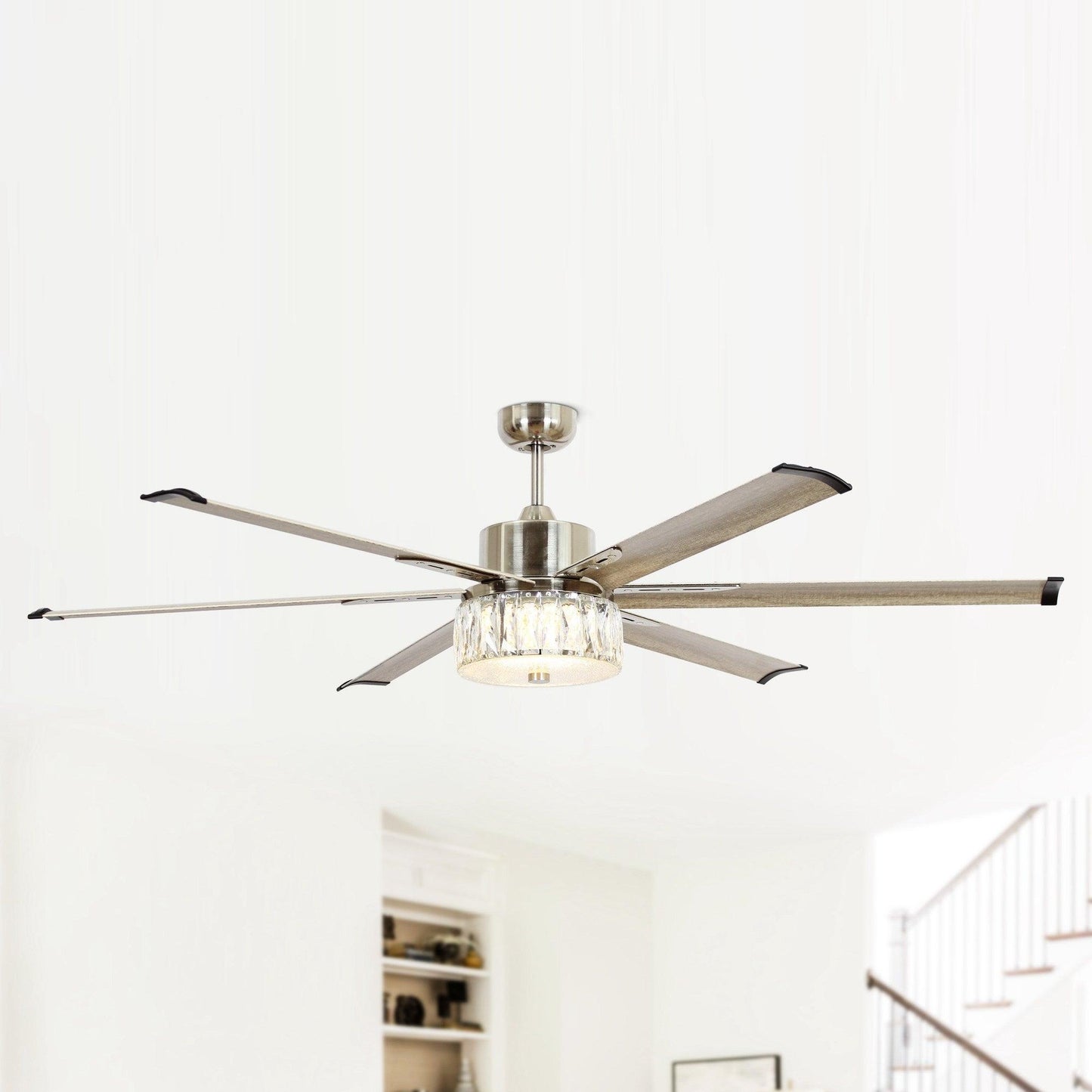 65‘’ Satin Nickel Indoor Down Rod Ceiling Fan