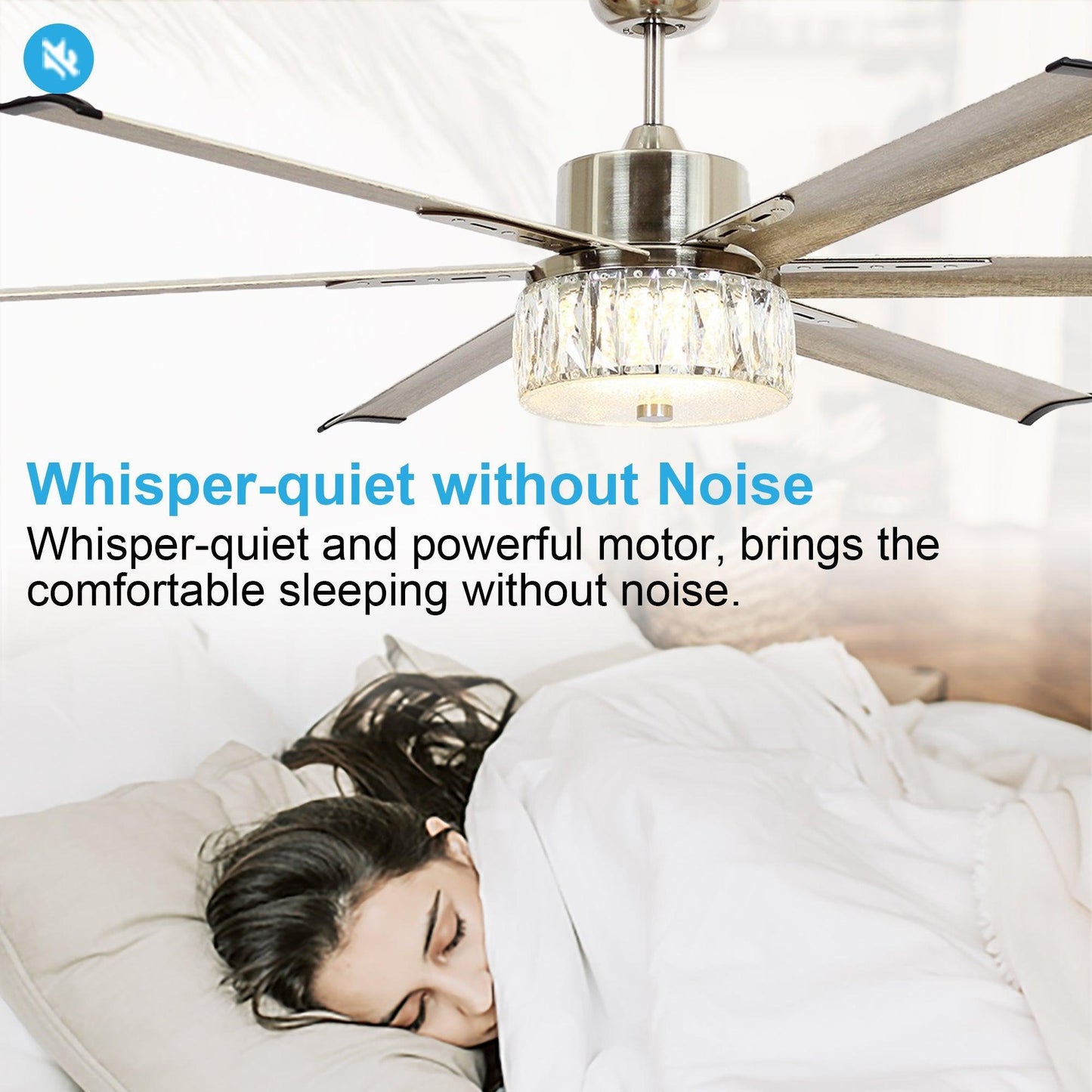 65‘’ Satin Nickel Indoor Down Rod Ceiling Fan