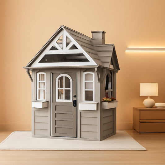 Kids Outdoor Playhouse Cedar Gray Weather Resistant