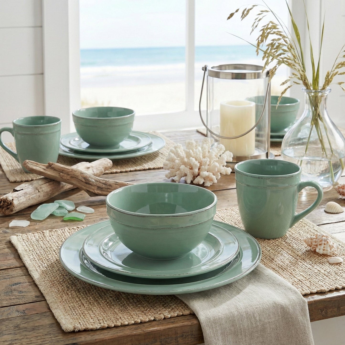 Olivia Seafoam 16-Piece Dinner Set
