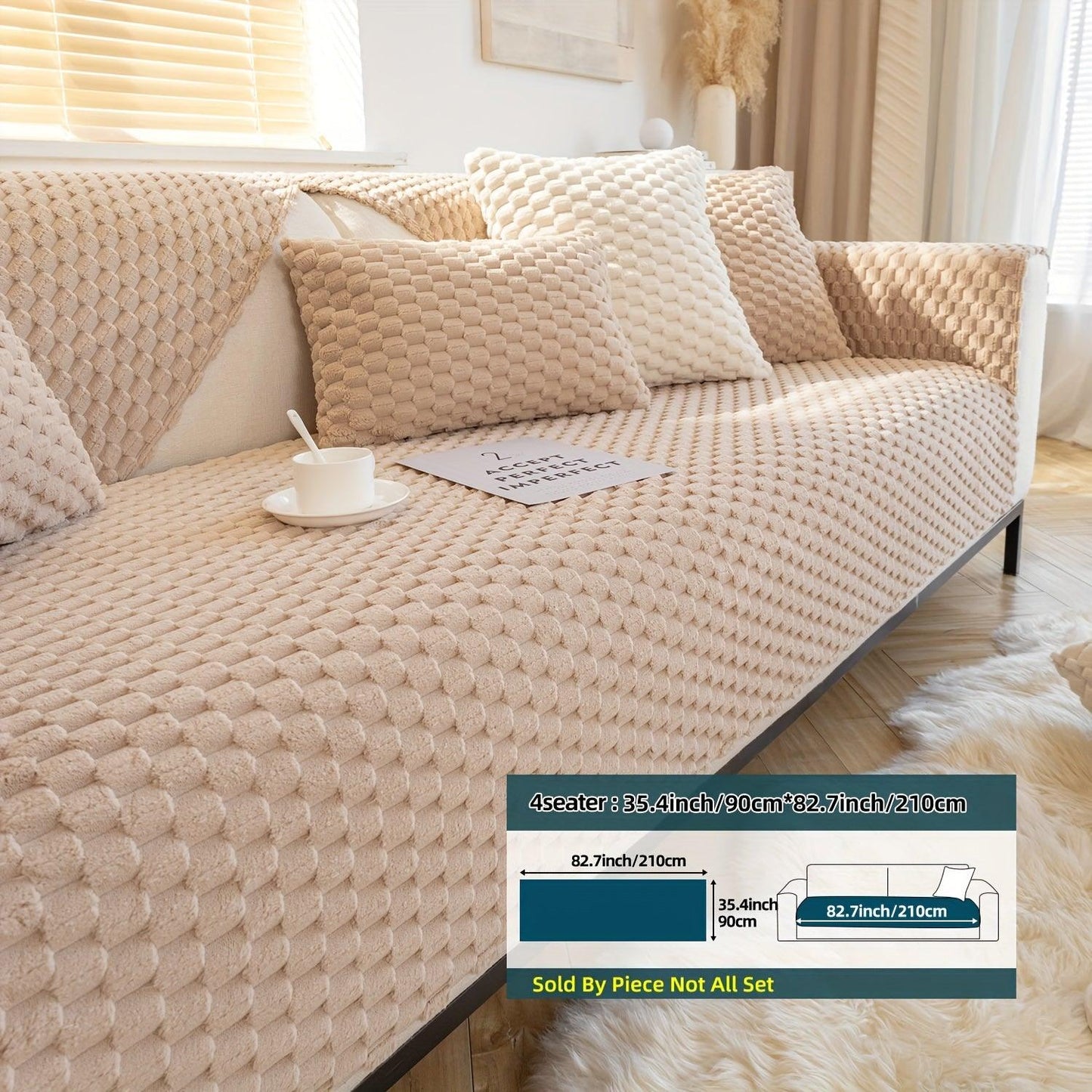 Plush Nordic Sofa Slipcover | non slip couch cover for dogs