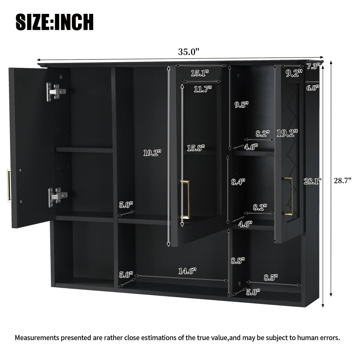 35 Inch 2-in-1 Wall Mounted Medicine Cabinet