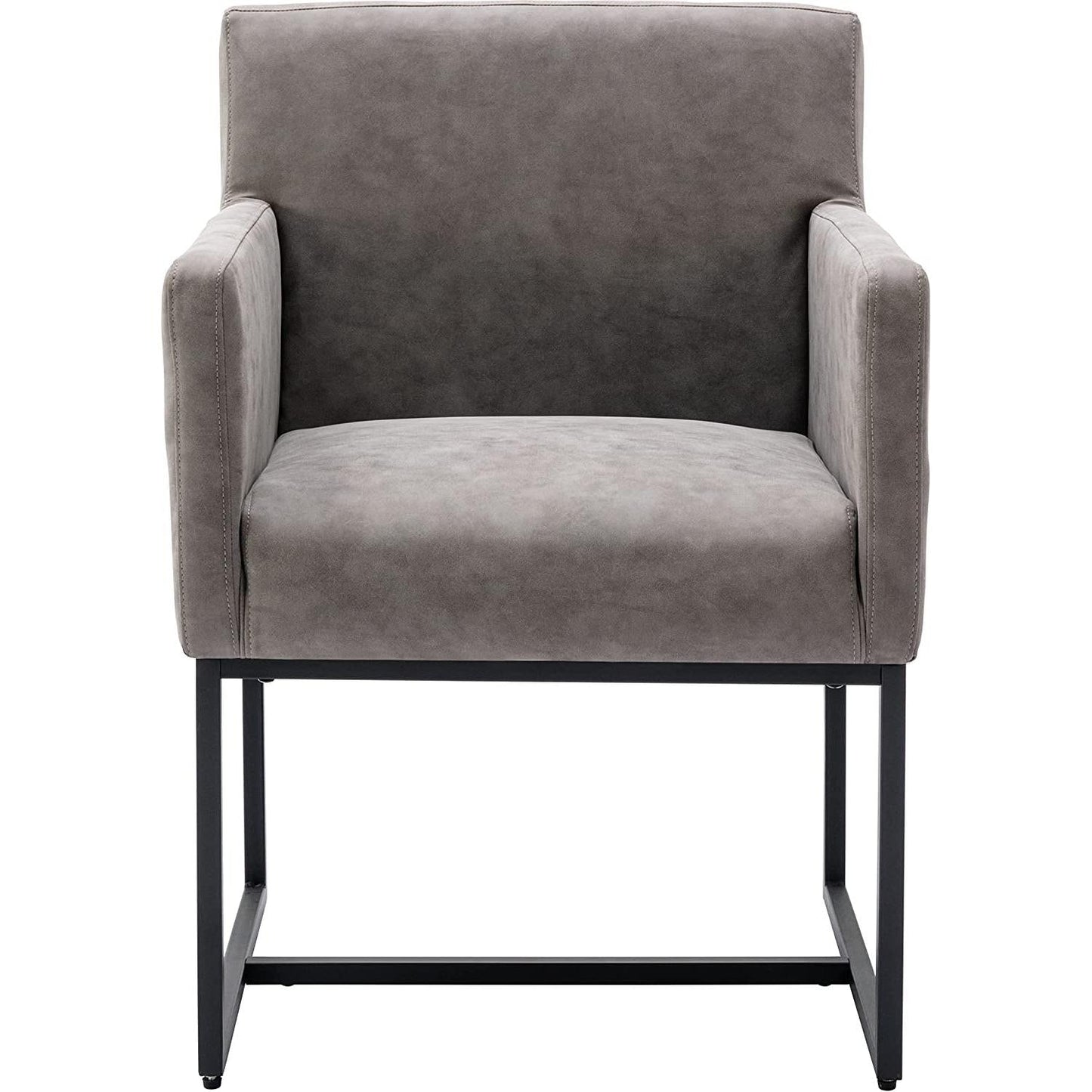 Set Of 4 Grey Upholstered Armchairs With Linen Fabric