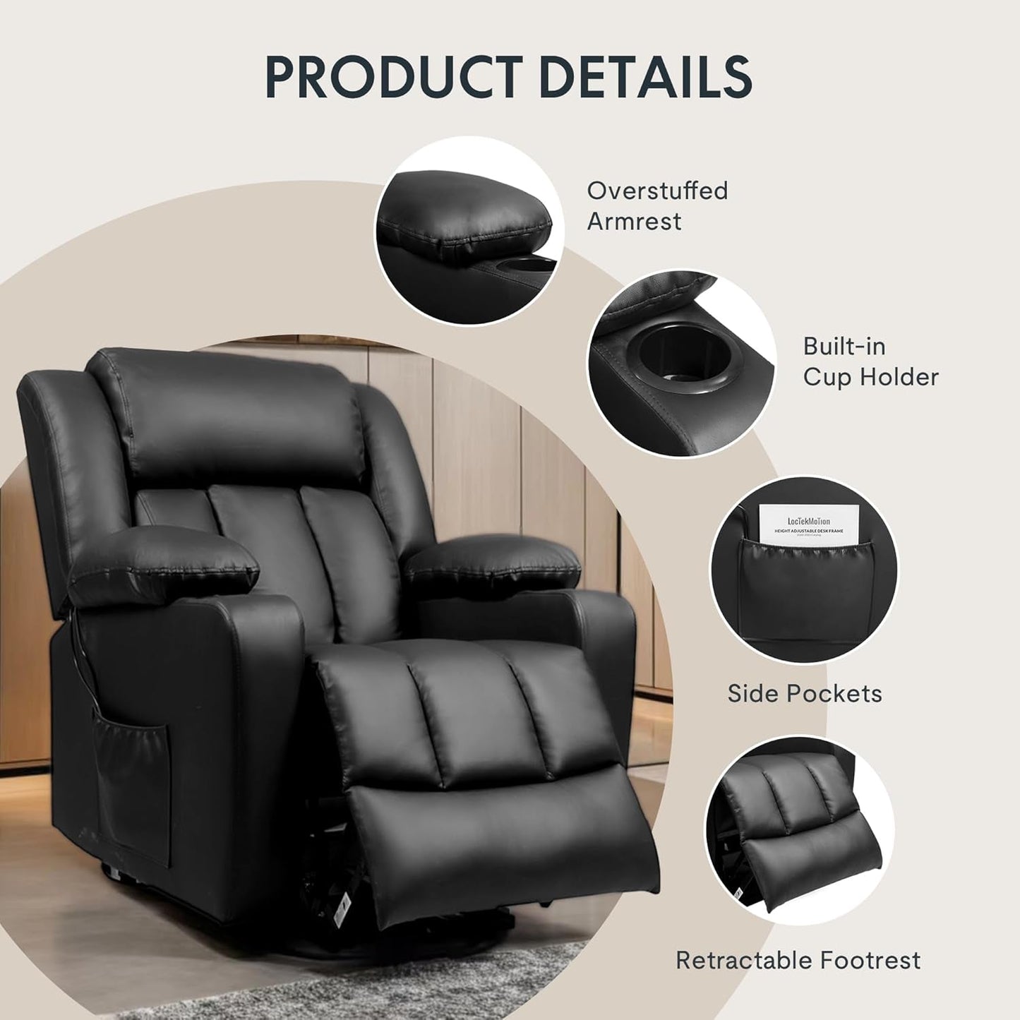 XL31 Power Lift Massage Recliner for Seniors Black