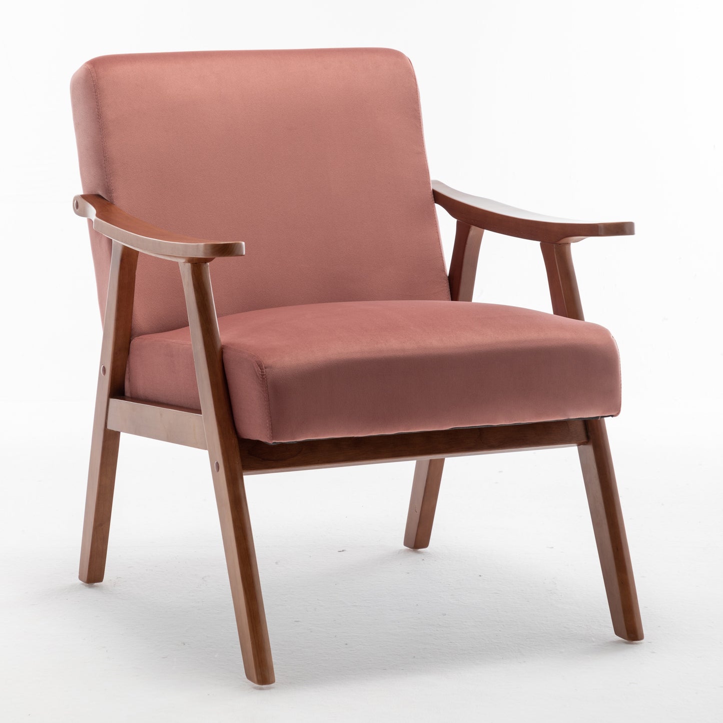 Accent Chair with Velvet Upholstery and Solid Wood Frame