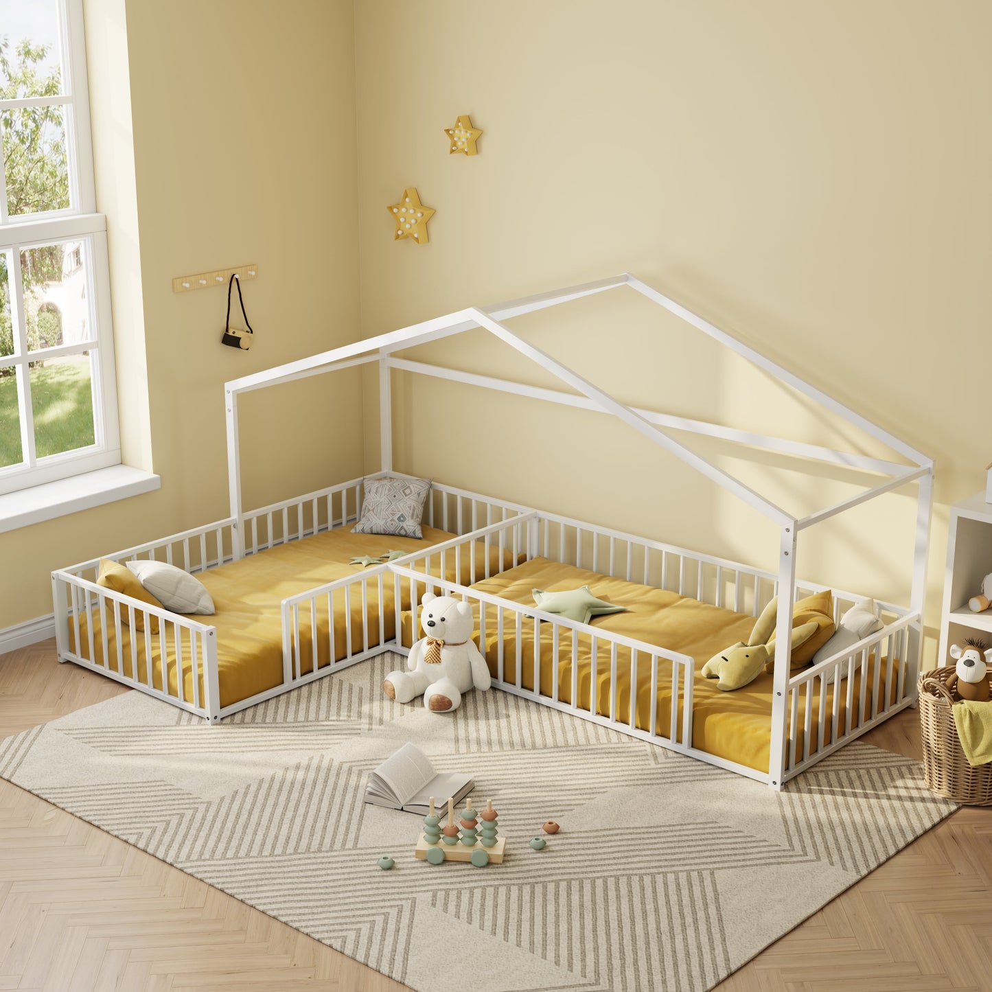 Double Twin Size L-Shaped Montessori Bed