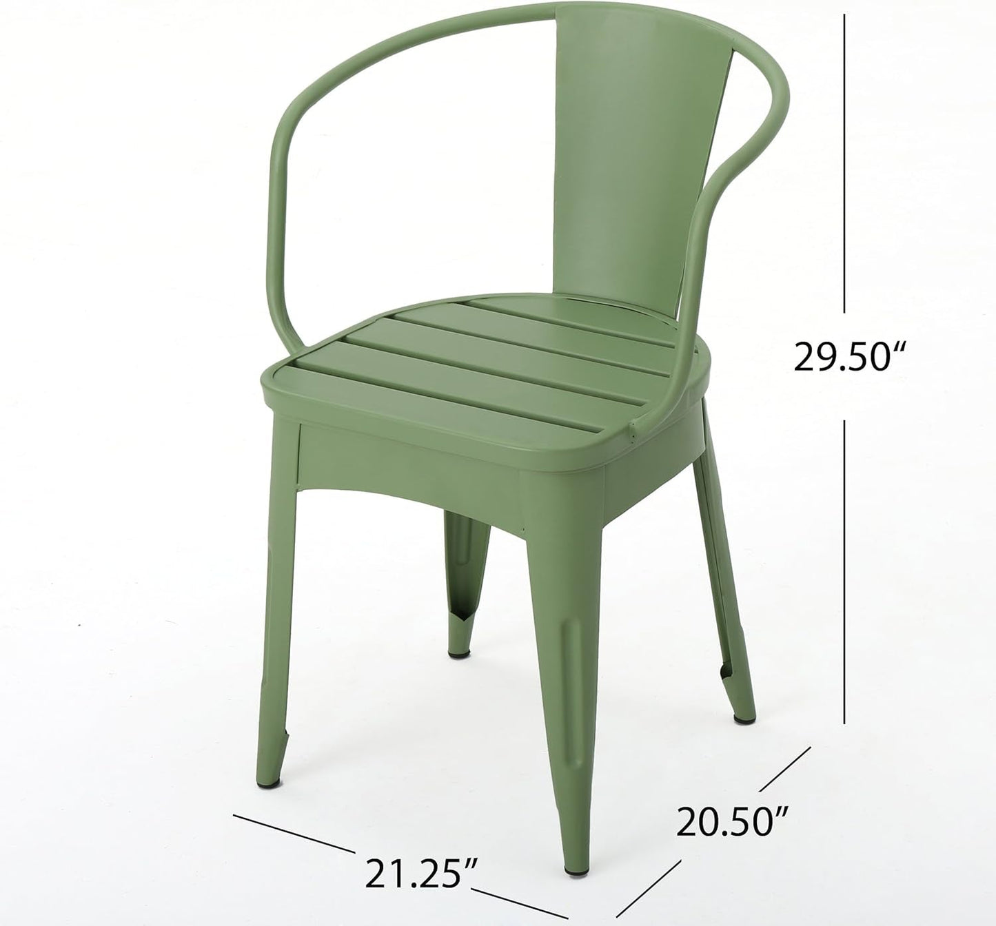 Colmar Outdoor Iron Bistro Set 3 Piece Matte Green