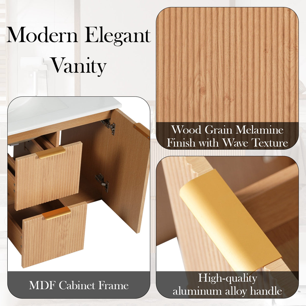36 Inch Single Sink Bathroom Vanity with Ceramic Top