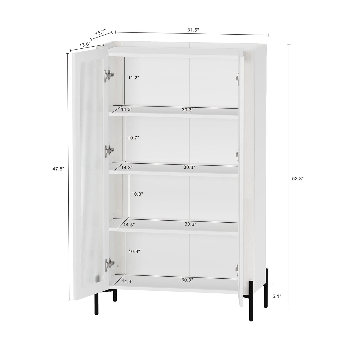 Abbey 32" Tempered Glass Bookcase Cabinet