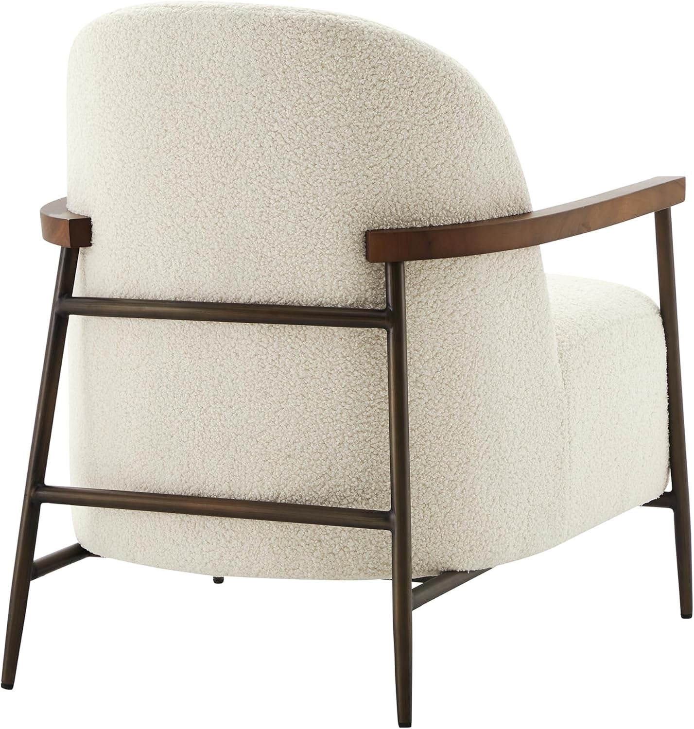 Ivory Faux Sherpa Armchair With Metallic Framework