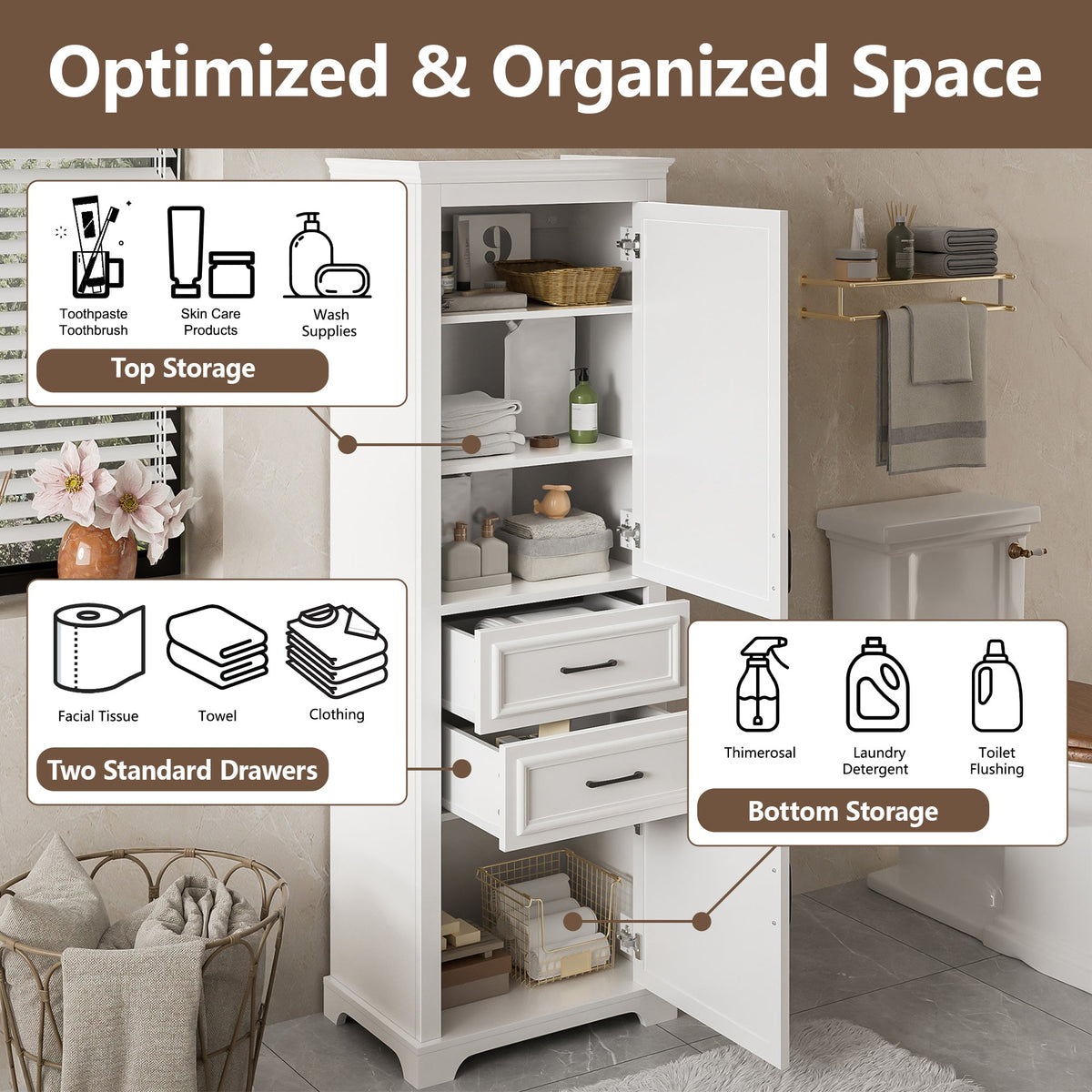71-Inch Tall Freestanding Bathroom Vanity