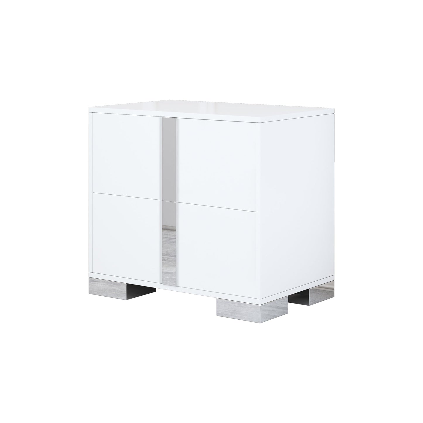 Elegant Nightstand with Metal Foot, Mirrored Bedside Table