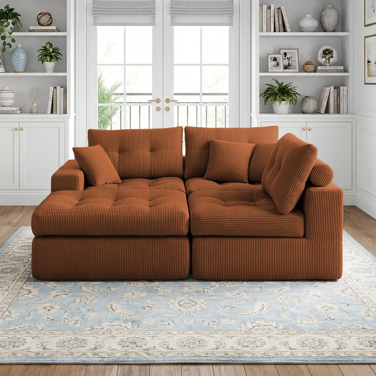 Corduroy Corner Chaise Compression Sofa Bed