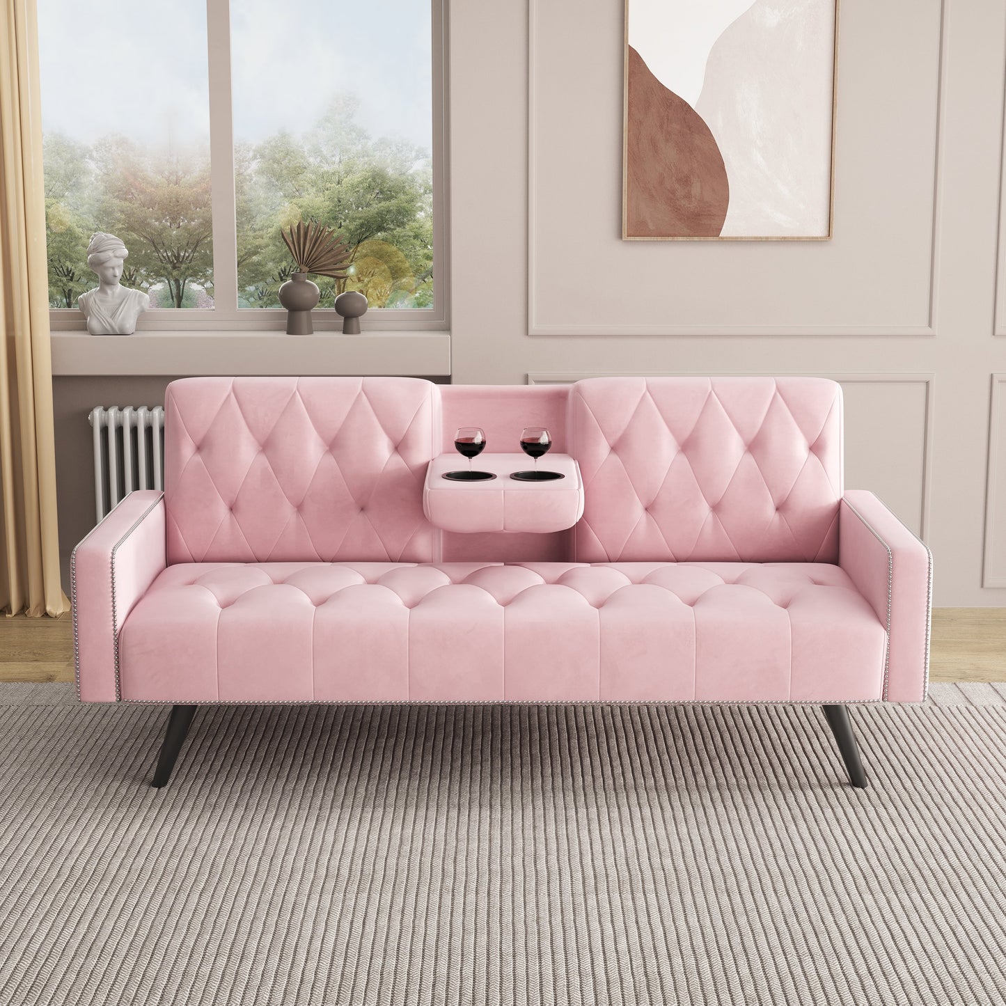 1730 Sofa Bed with Armrest and Two Cup Holders