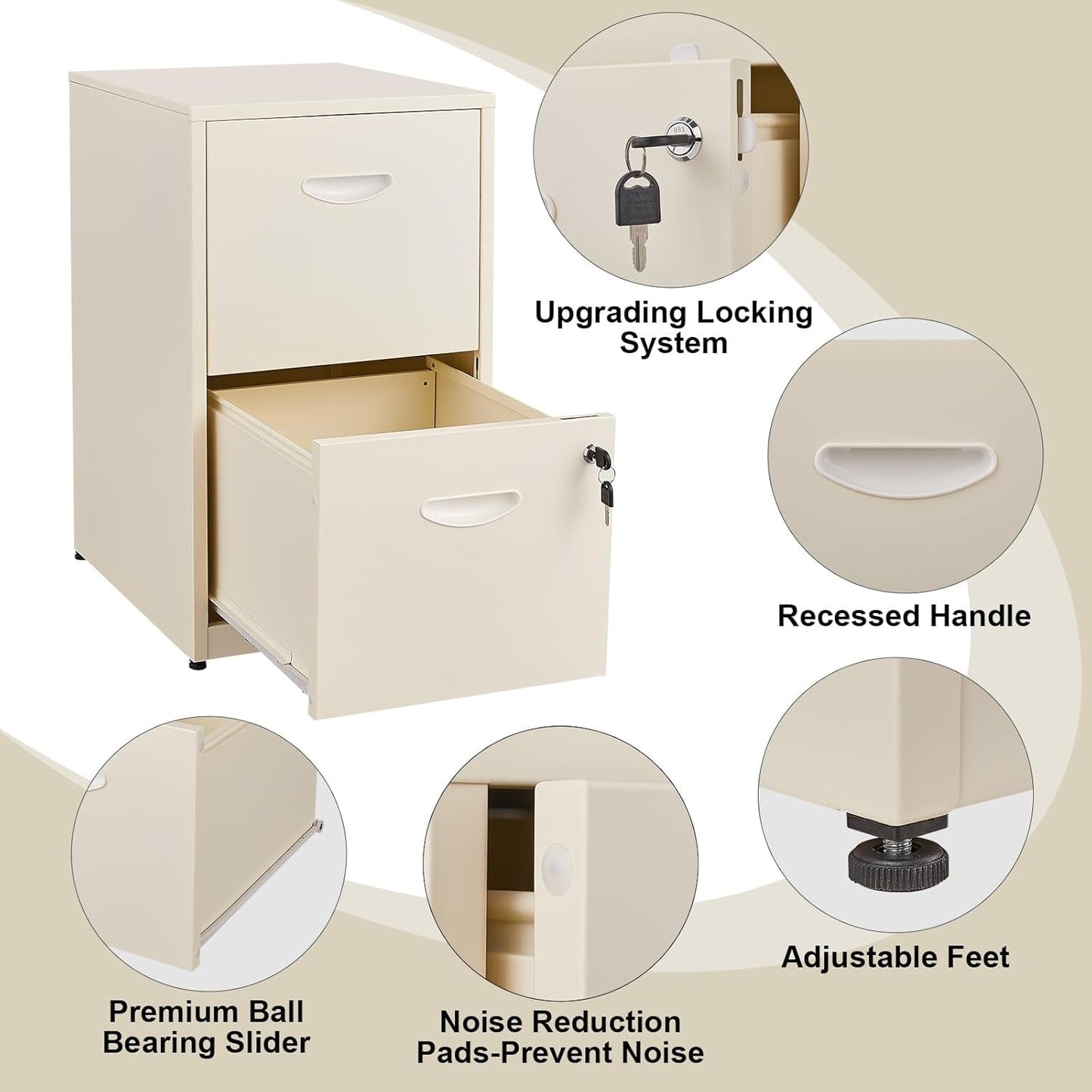 Filing Cabinet Two Drawer Lock For Letter Size Files Home Office