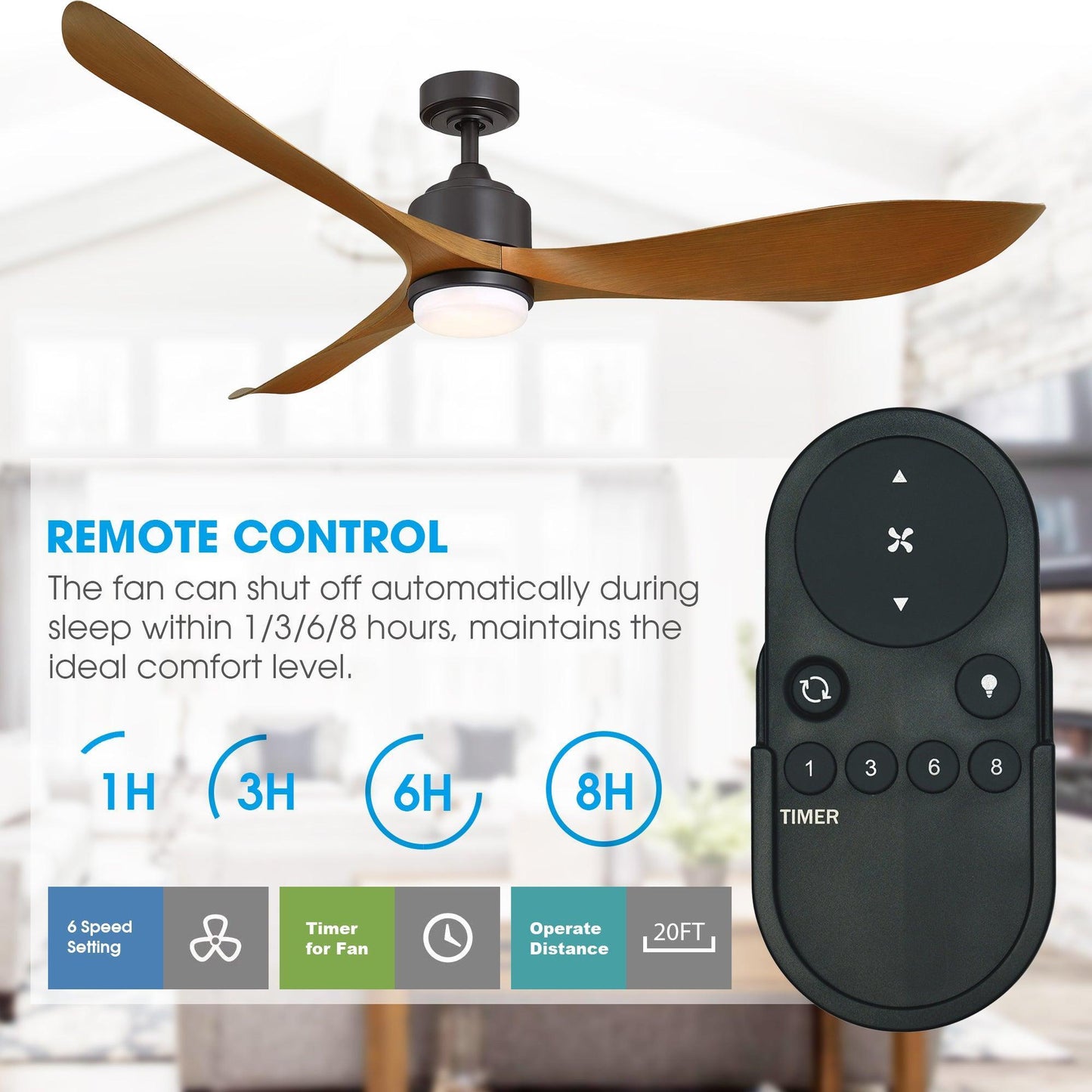 66'' Misael Propeller Integrated Led Indoor Modern Black Ceiling Fan With Remote And Light Kit Included