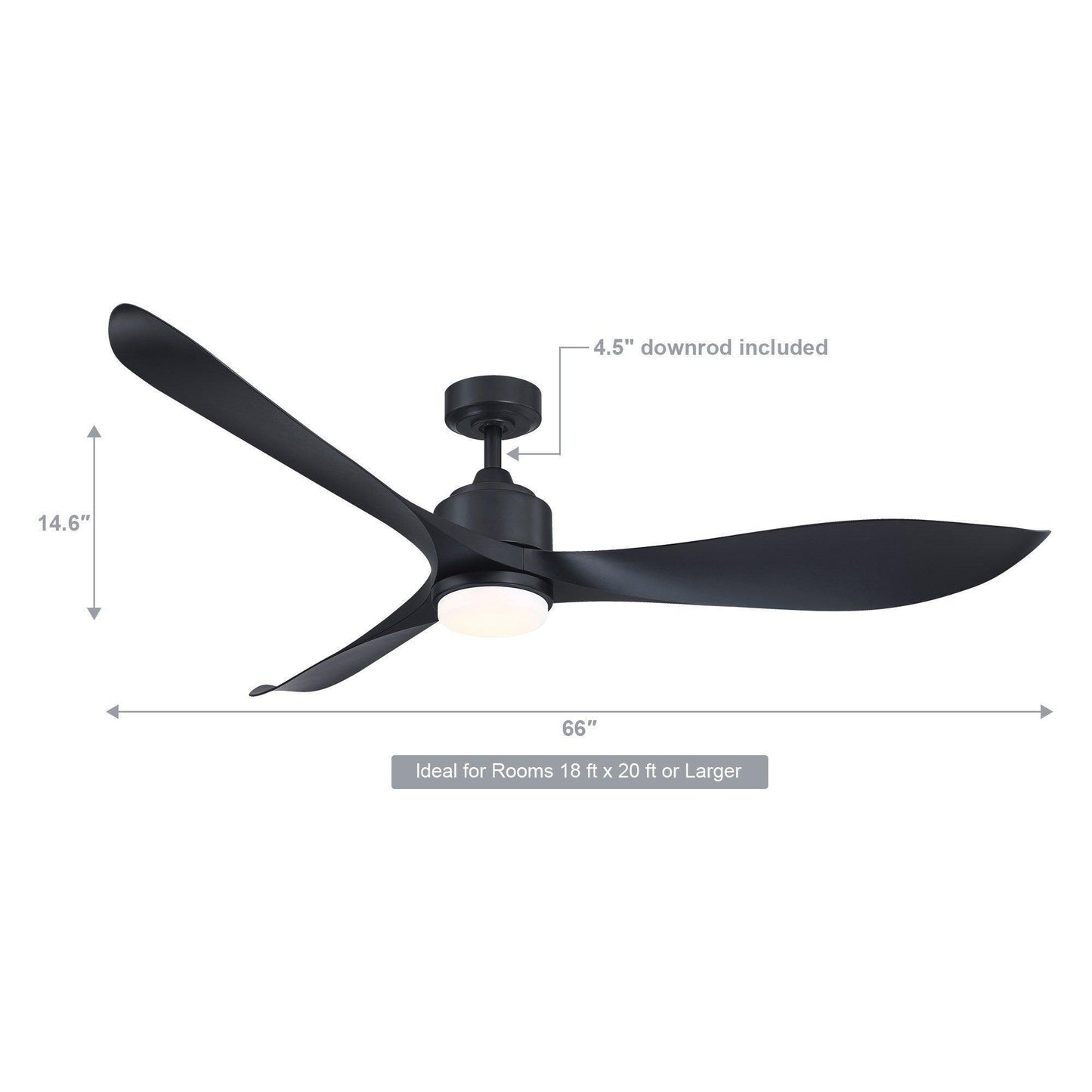 66'' Misael Propeller Integrated Led Indoor Modern Black Ceiling Fan With Remote And Light Kit Included