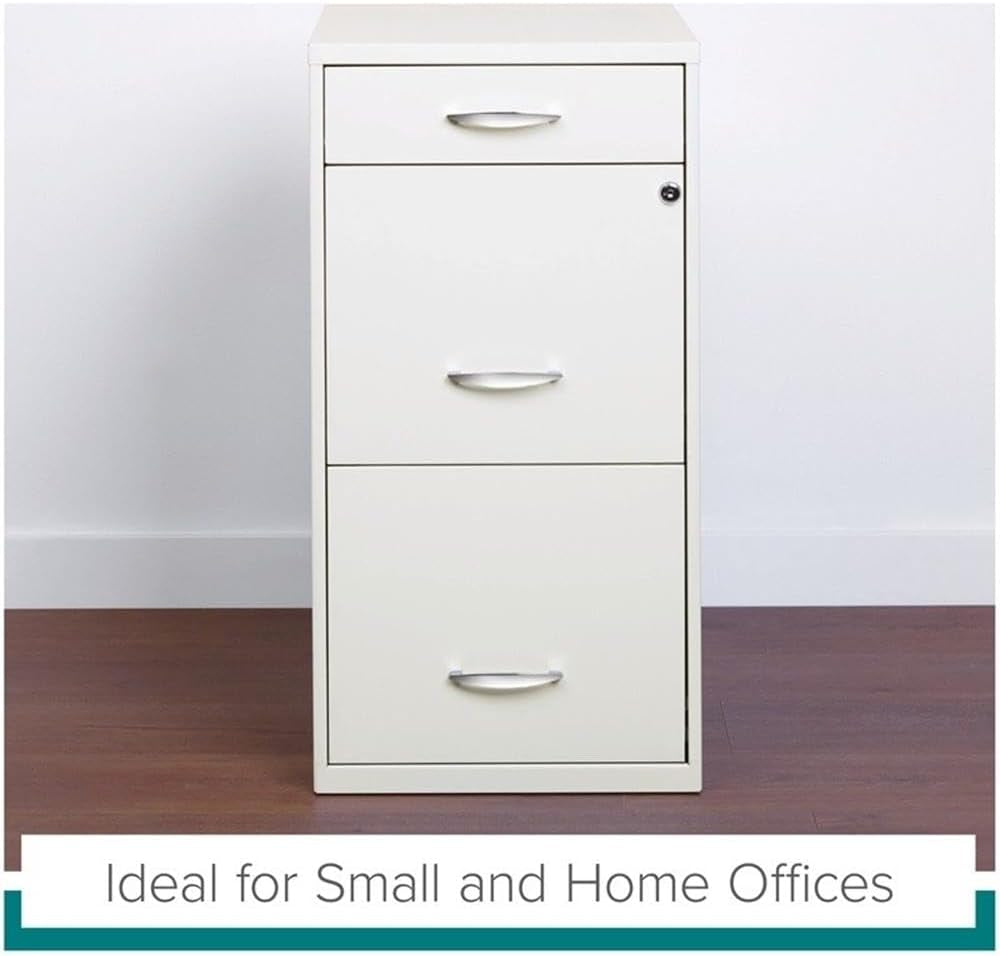 3 Drawer 27.32 Inch White Metal Filing Cabinet Lockable Preassembled For Legal And Letter Size