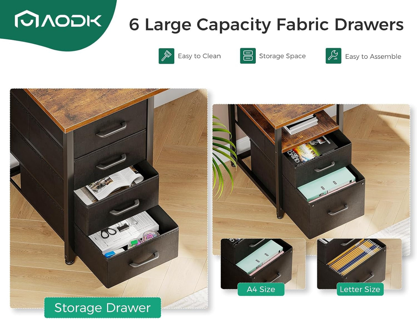 66 Inch L Shaped Desk With LED Lights And Power Outlet