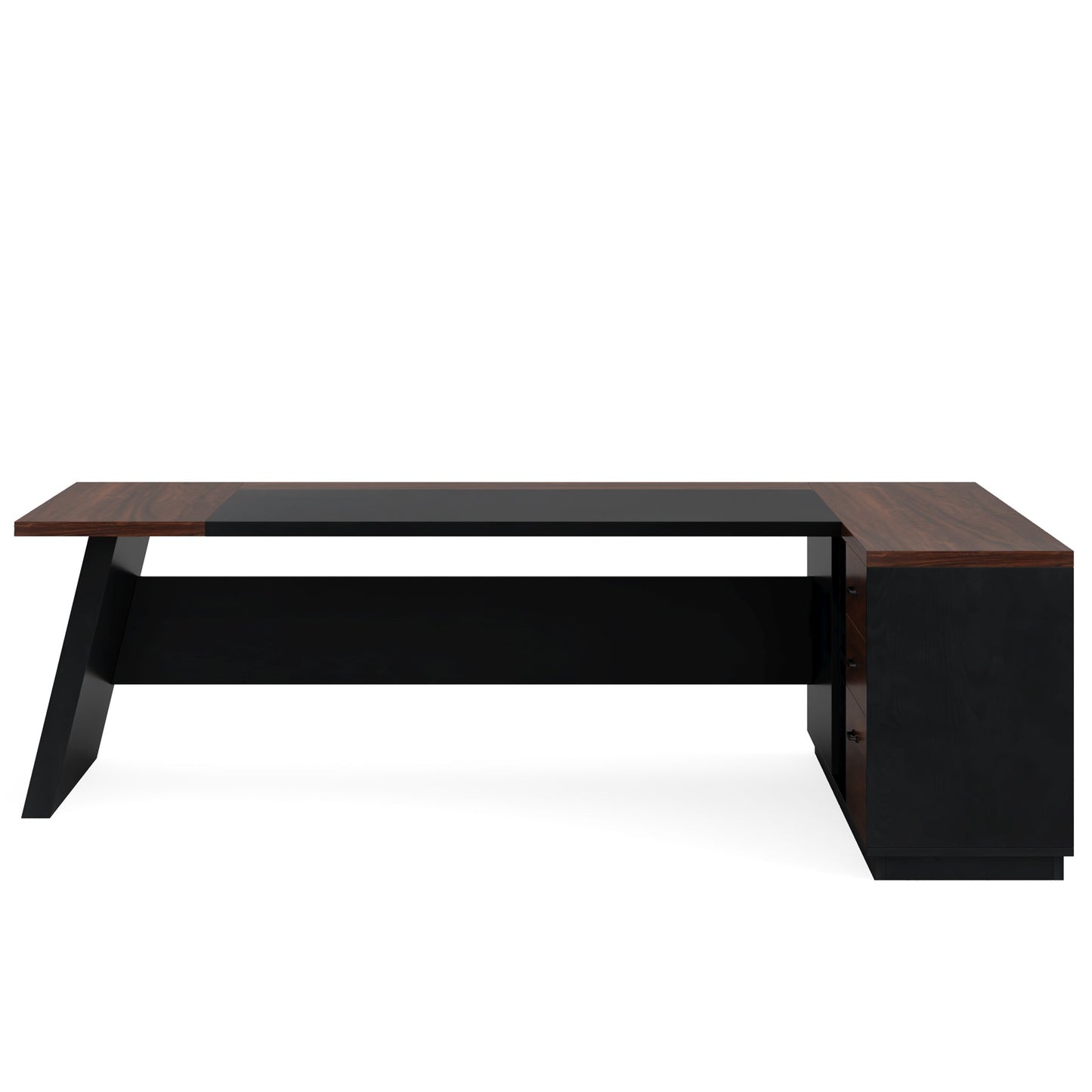 78.7" L-Shaped Executive Desk with File Cabinet & Drawers