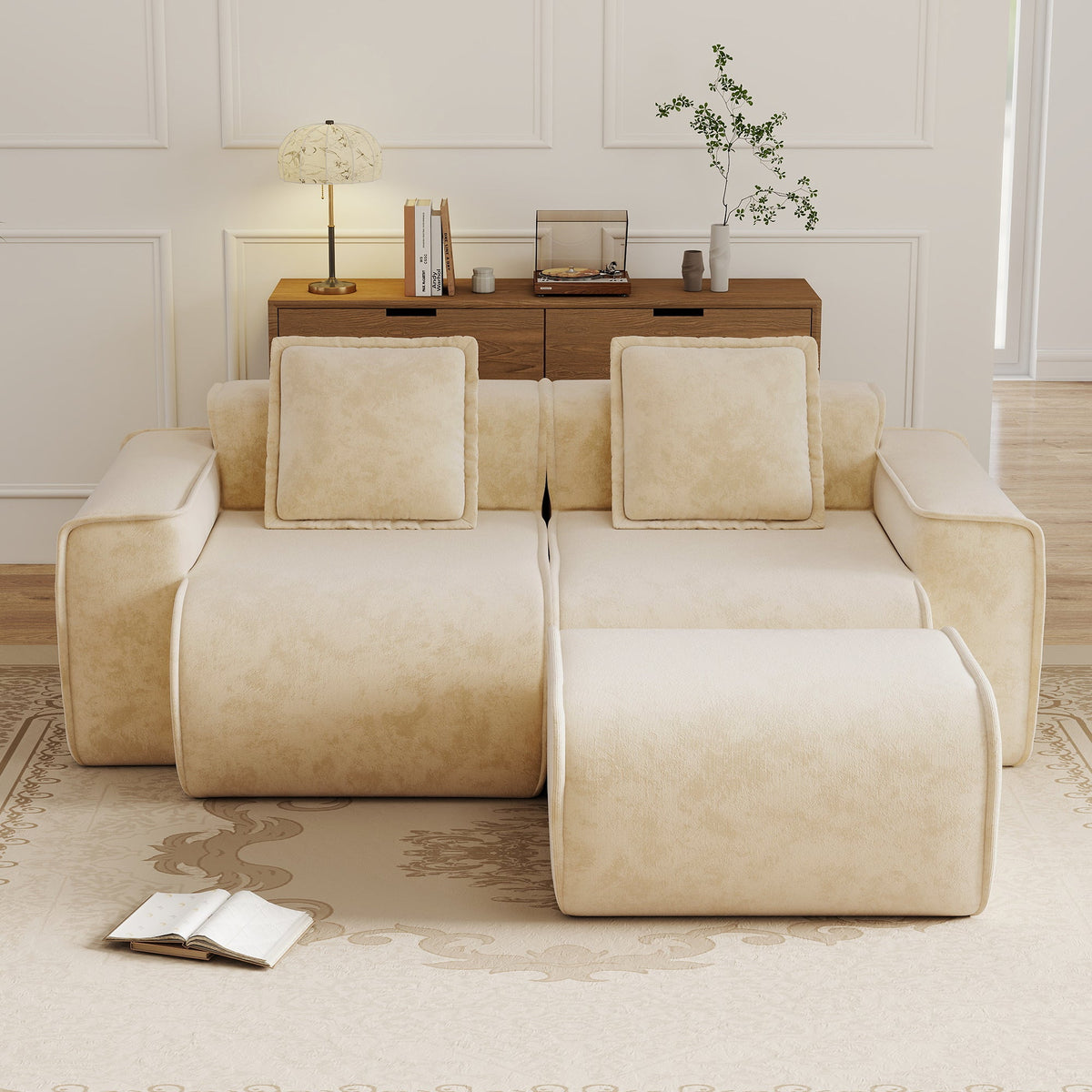 Streamlined Design Modular 2-Seat L Shape Sectional Sofa