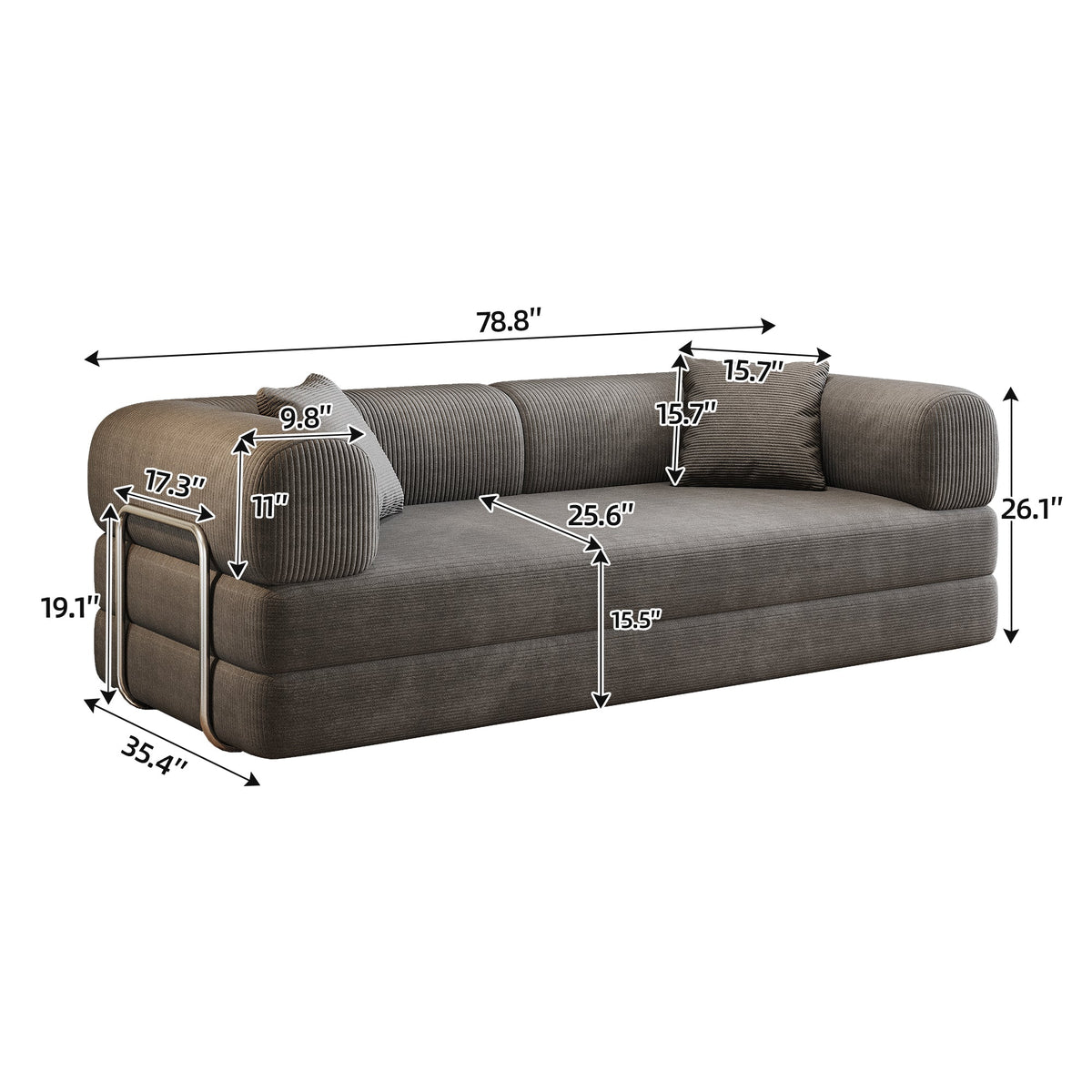 78.8" Compression Sofa Bed with Pillow Back Support