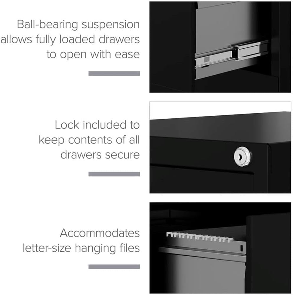 4 Drawer Vertical File Cabinet With Lock 22 Deep Black