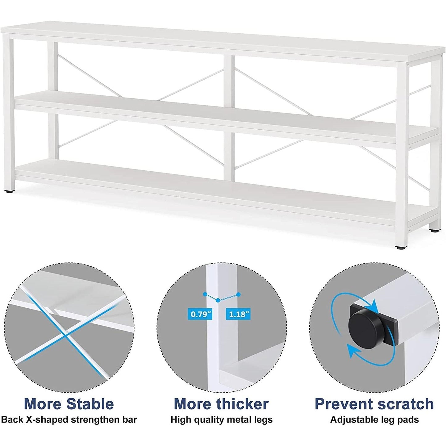 70.8 Inch Long Industrial TV Console With 3 Shelves