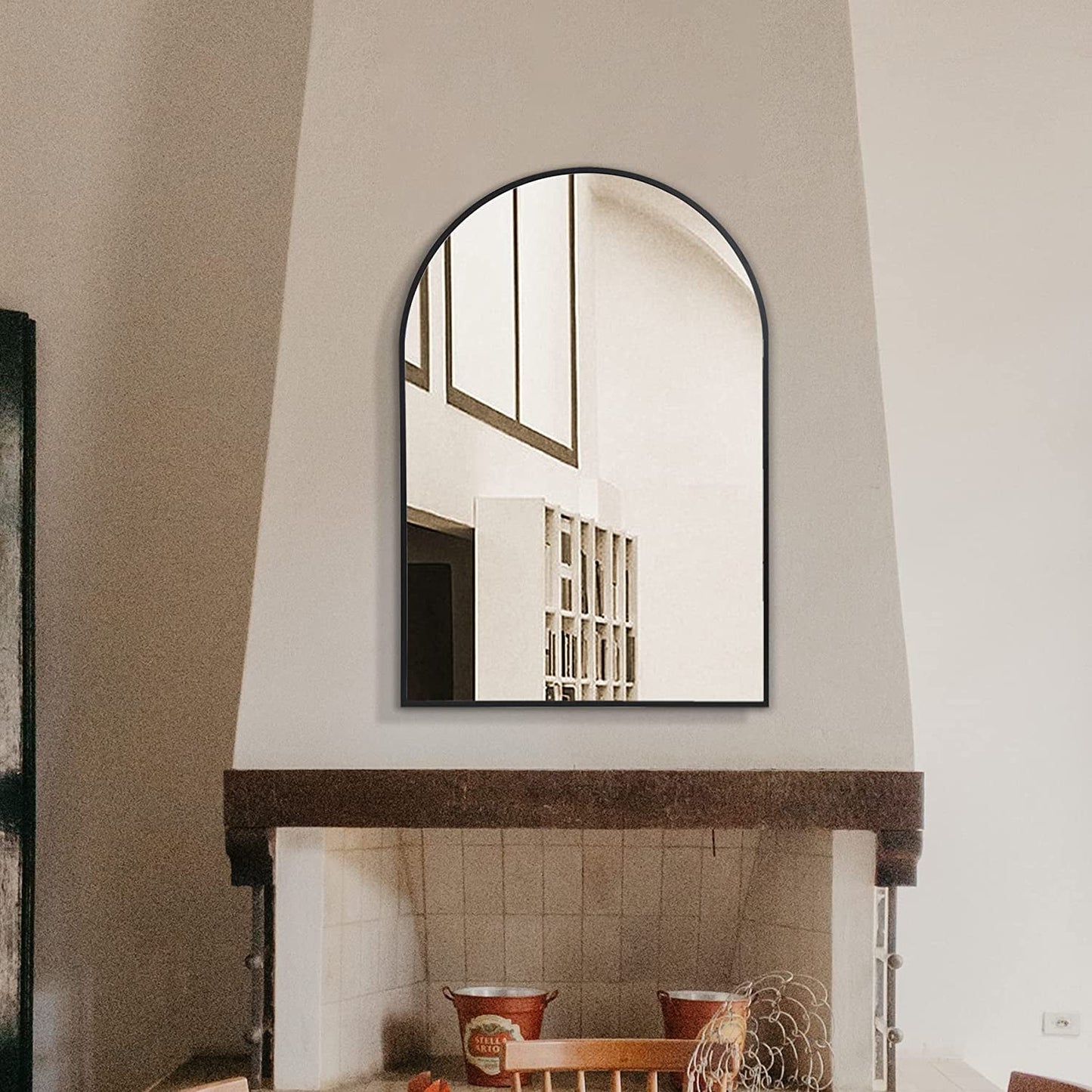 Full-Length Arched Bathroom Mirror – Metal Frame