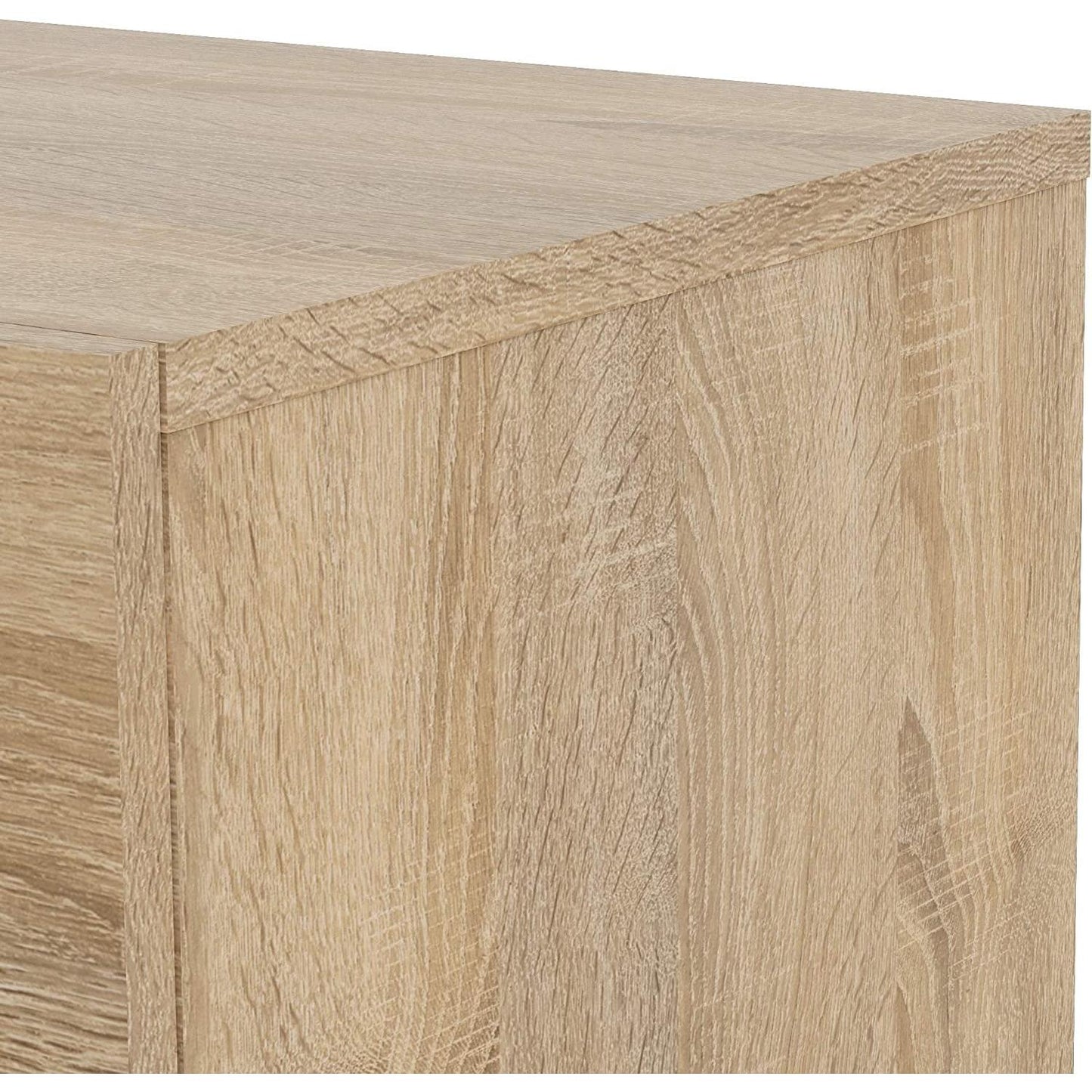 Oak Structure Four Drawer Chest With Silver Bar Handles