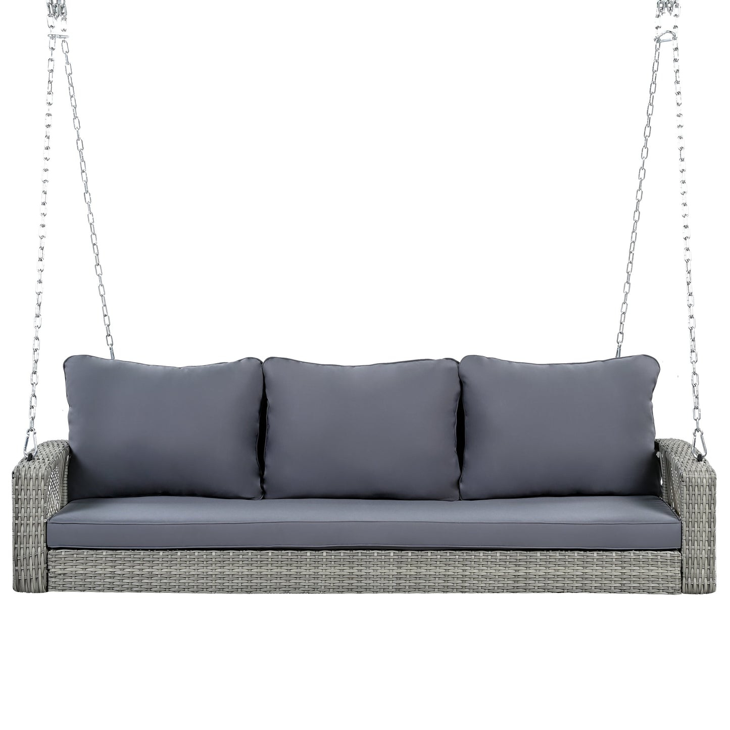 GO 69" PE Wicker 3-Person Porch Swing