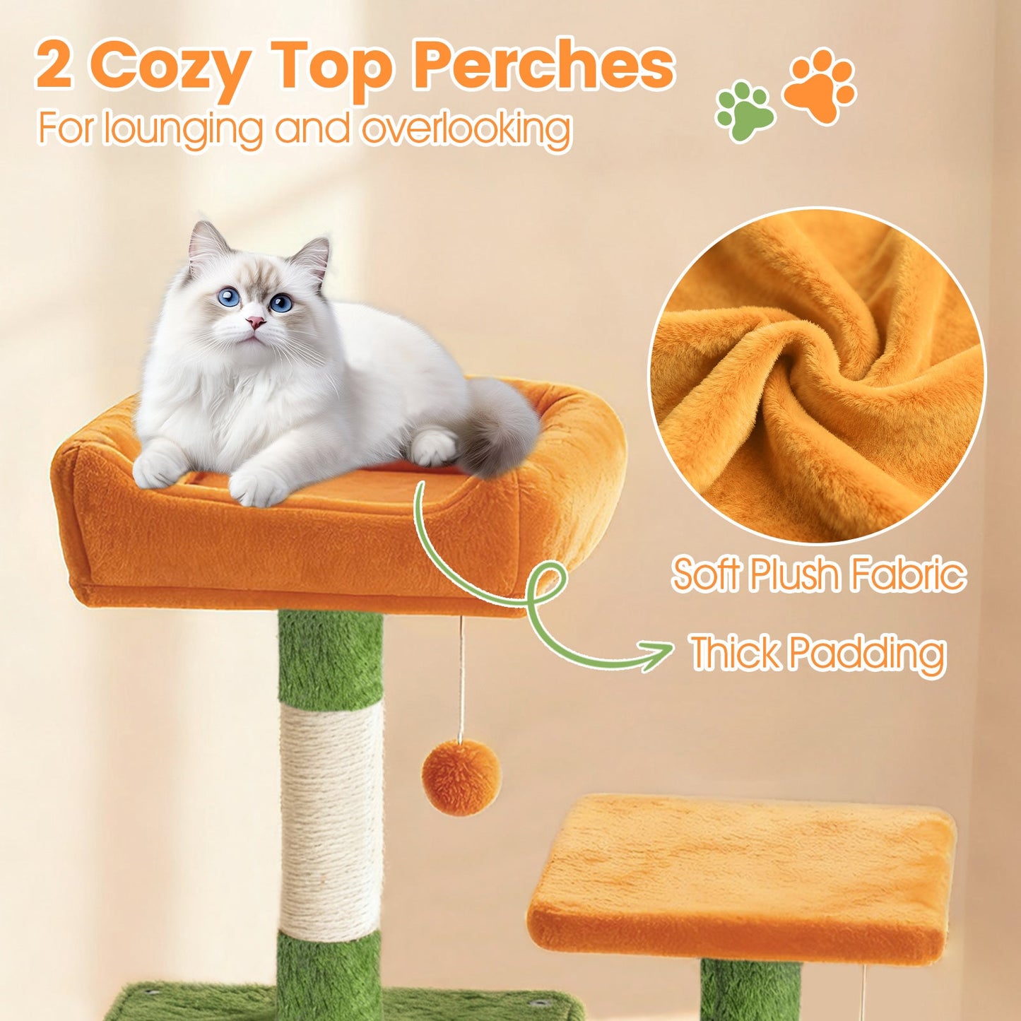66 Inch Tall Cat Tree Multi-Level Cat Tower with 2 Condos Sisal Scratching Posts