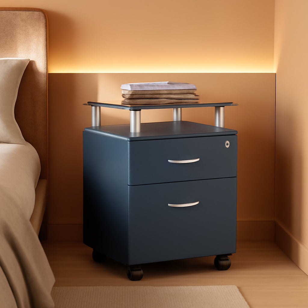 Rolling File Cabinet Graphite With Locking Top Drawer