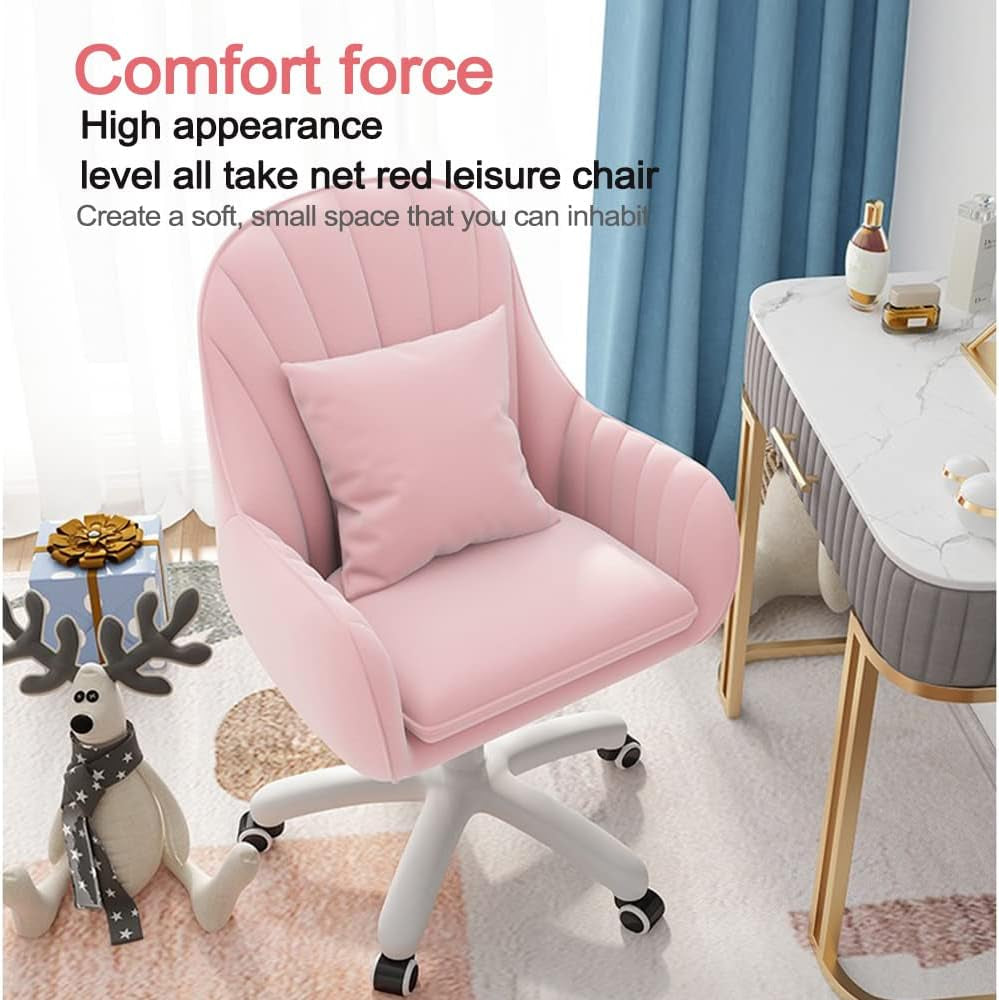 Velvet Home Office Chair With Tufted Mid Back And Height Adjustment