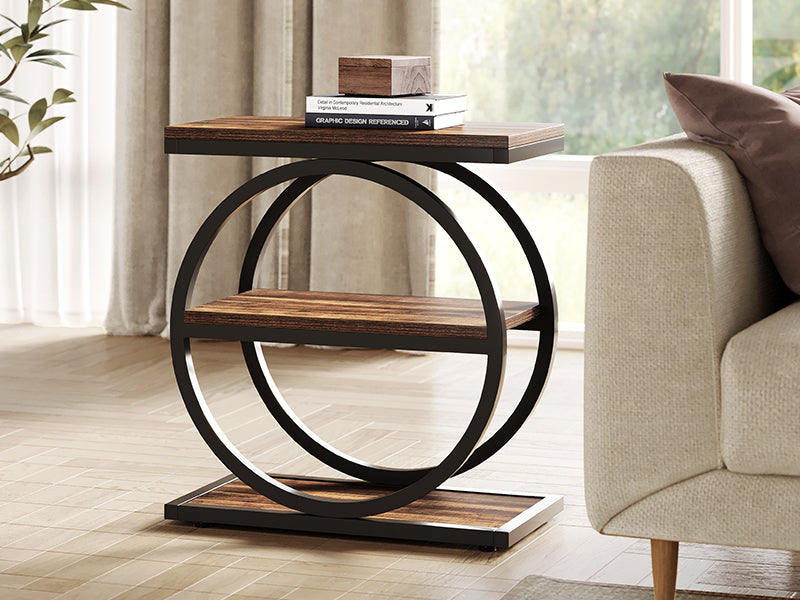23.6 Inch Narrow 3-Tier End Table with Storage