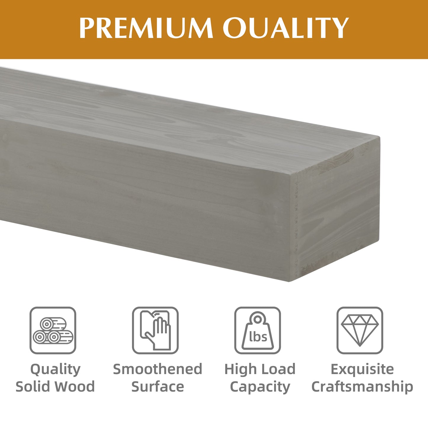 72" Fireplace Mantel Fir Wood Wall-Mounted Shelf