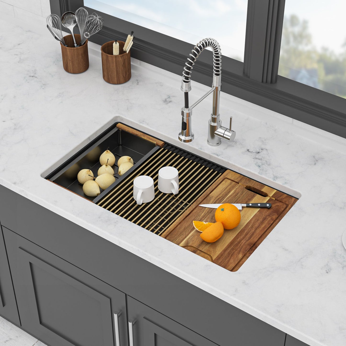 Quartz Kitchen Sink - 33" x 19" x 9.65"