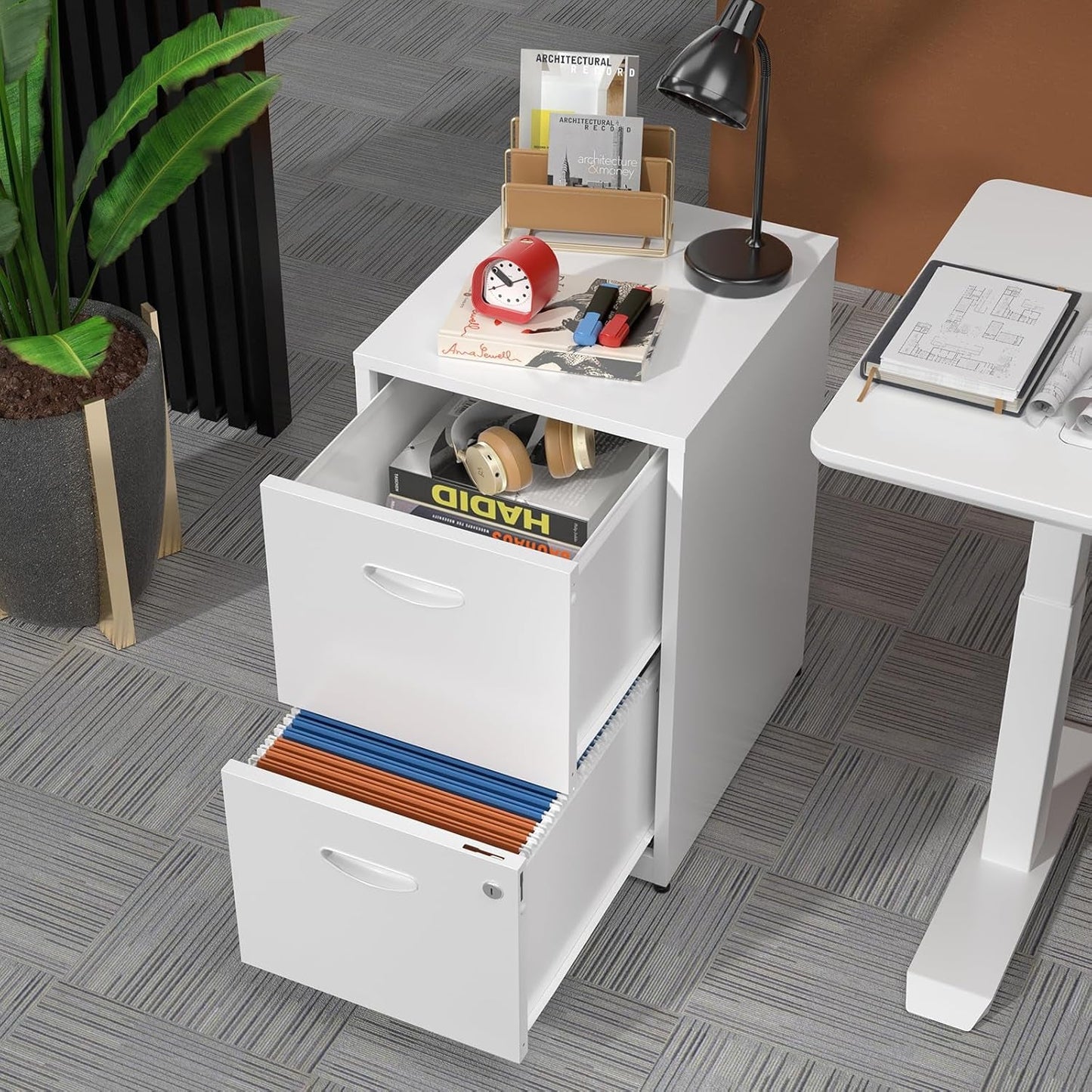 White 2 Drawer Locking Metal Vertical File Cabinet