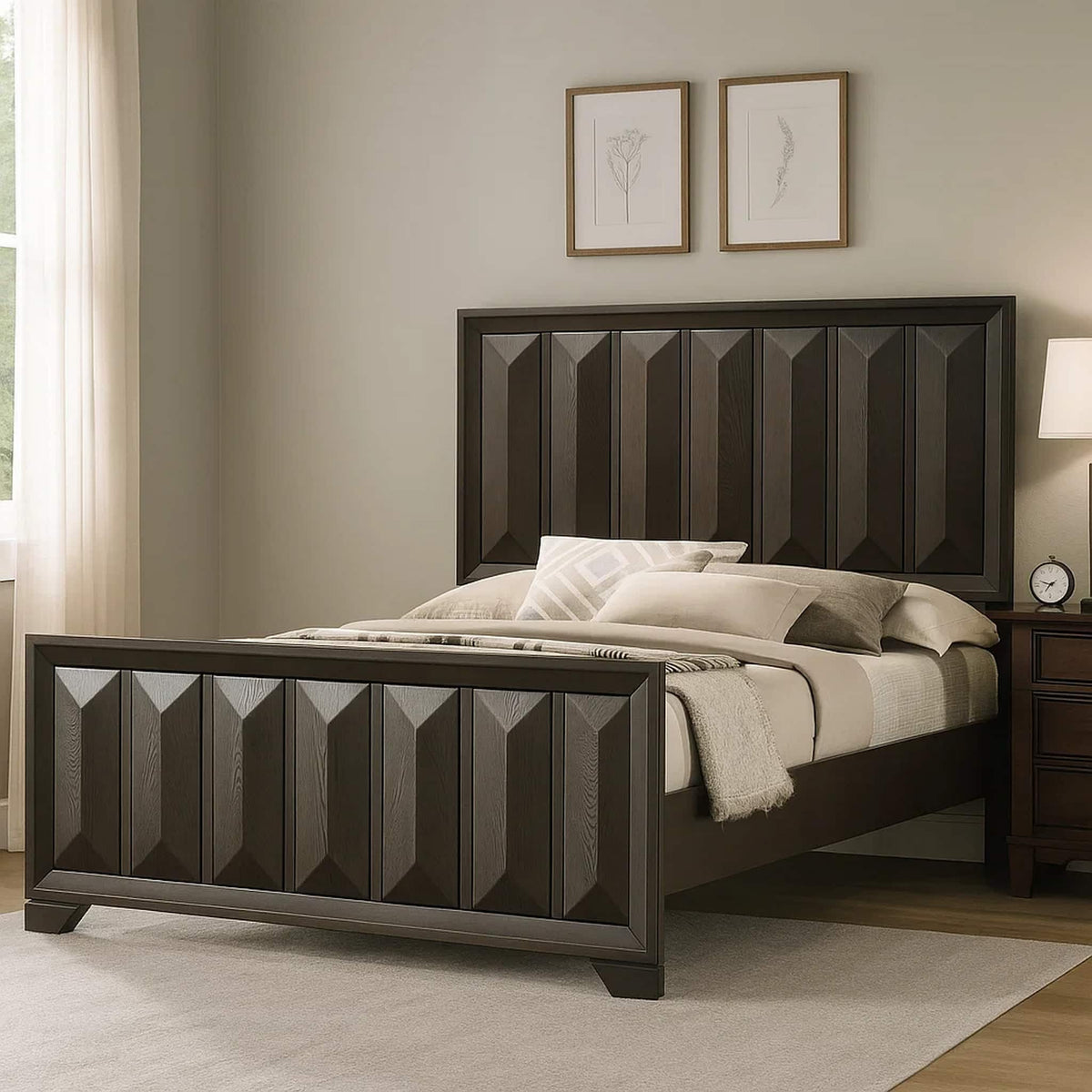 Espresso Queen Size Bed Panel Headboard