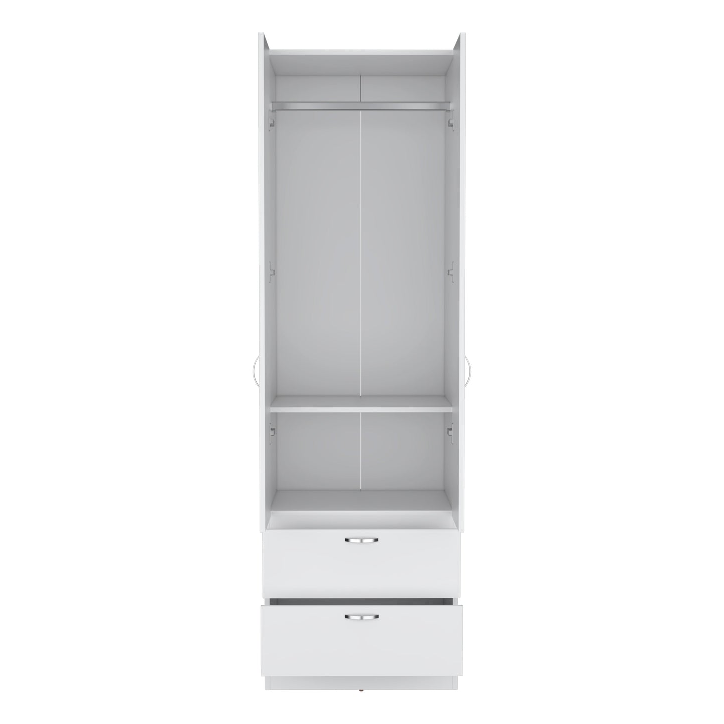 Armoire Wardrobe 76" H, Hanging Rod, 2 Drawers, 1 Shelf
