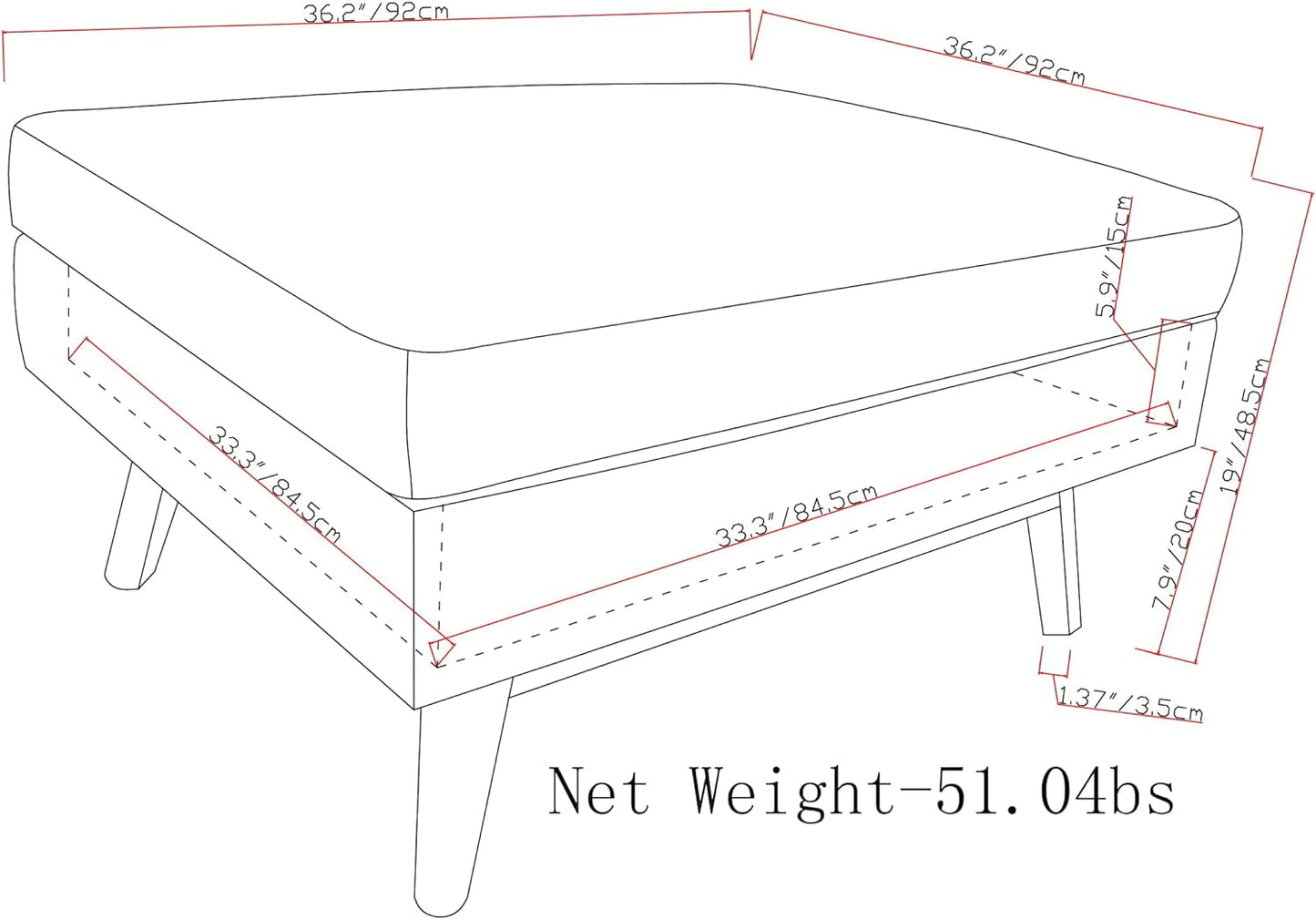 Owen 36Inches Wide Mid Century Storage Coffee Table