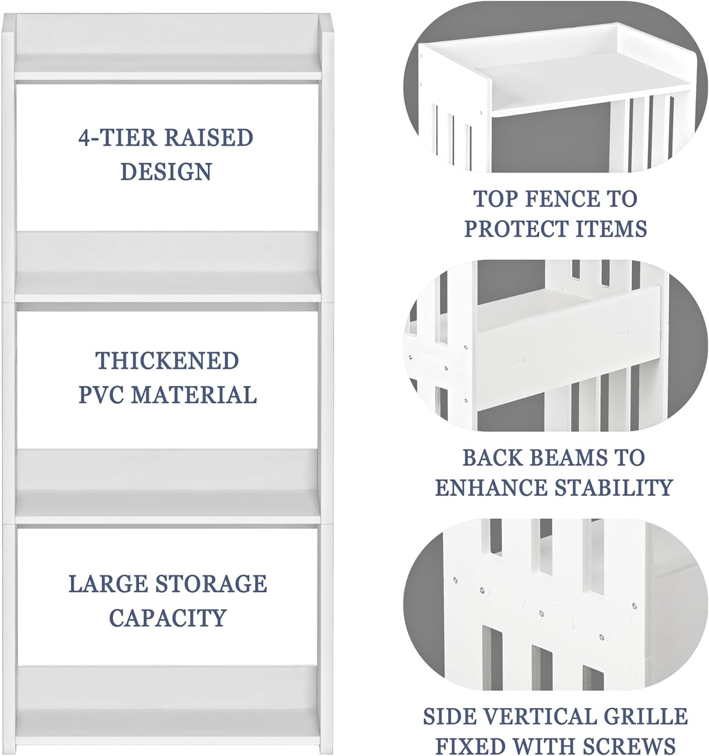 4 Tier White Bookshelf Ideal For Small Spaces Storage Room