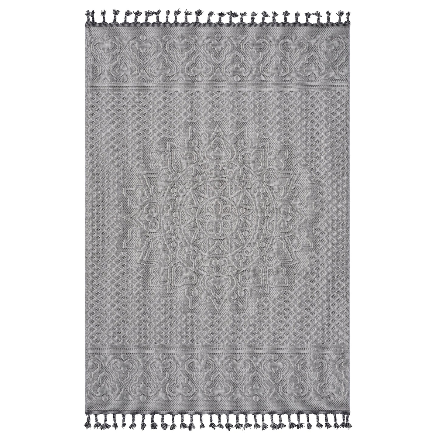 NAAR Guros Collection 8X10 White/Ivory /Medallion Indoor/Outdoor Area Rug