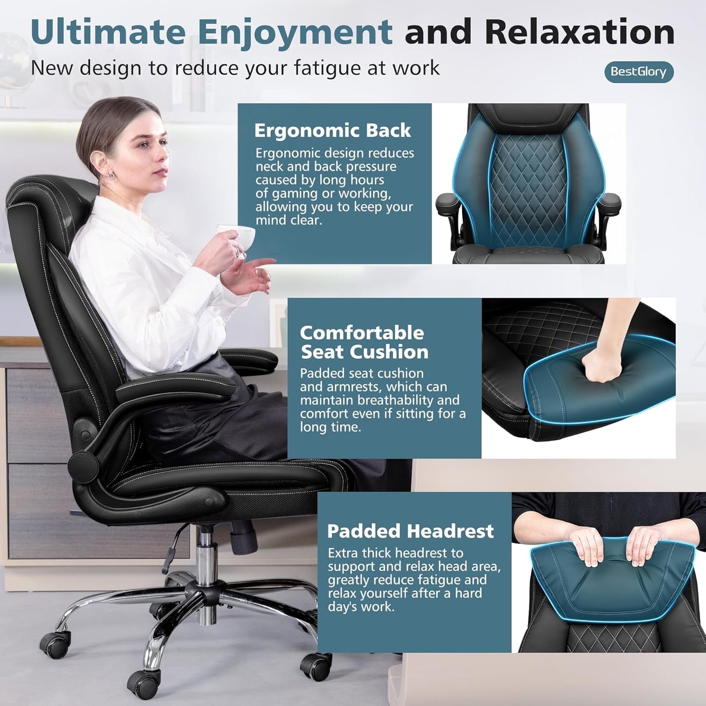 Ergonomic High Back Office Chair Tall With Lumbar Support