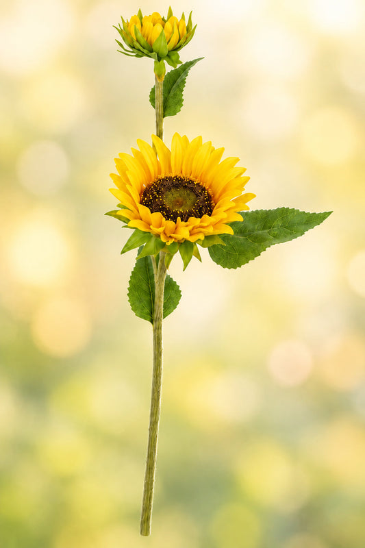 23" Natural Touch Yellow Sunflower w/ Bud
