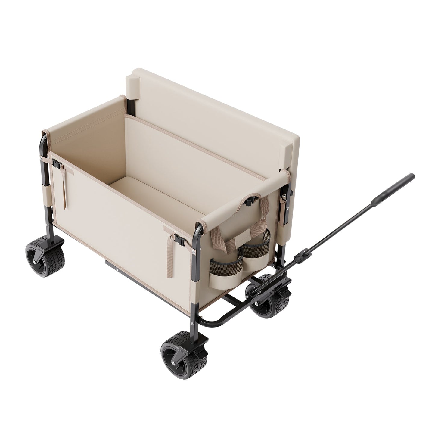 Foldable Wagon Cart Converts to Bench - 550lb Load & 220L Utility Wagon for Camp