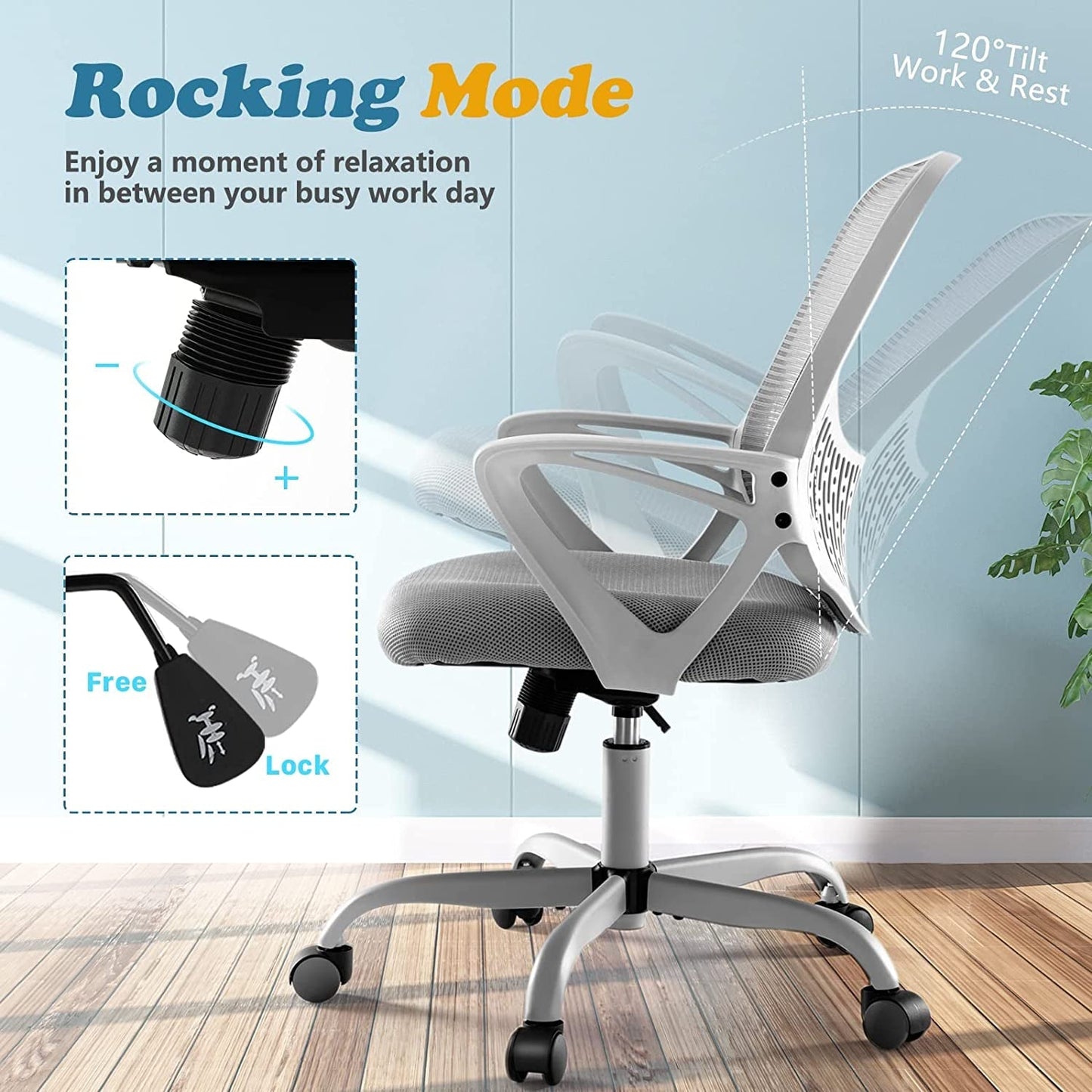 Grey Ergonomic Executive Office Chair With Lumbar Support